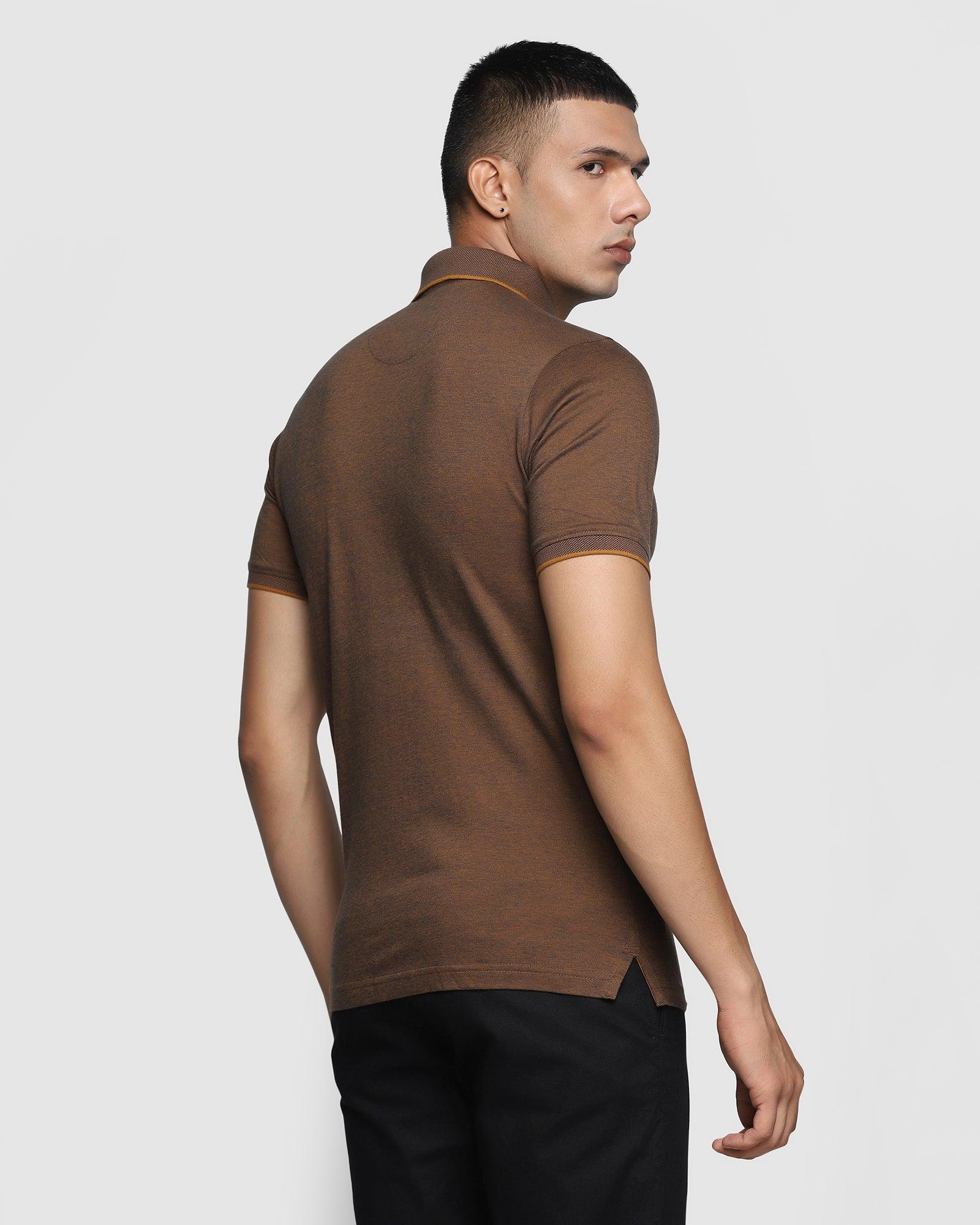 Polo Mid Brown Solid T Shirt - Tone