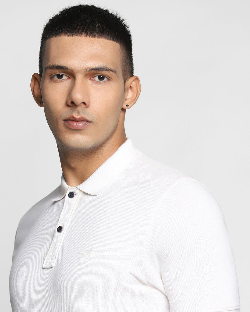 Polo White Solid T-Shirt - Miles