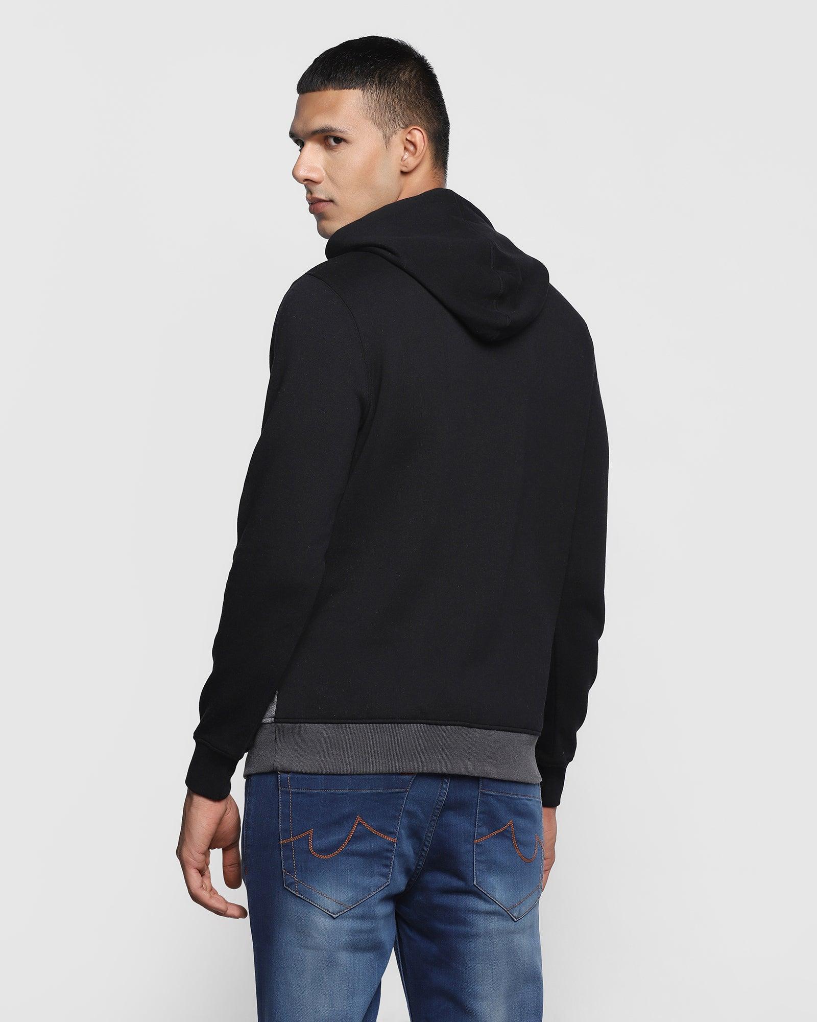 Hoodie Black Solid Sweatshirt - Dolo