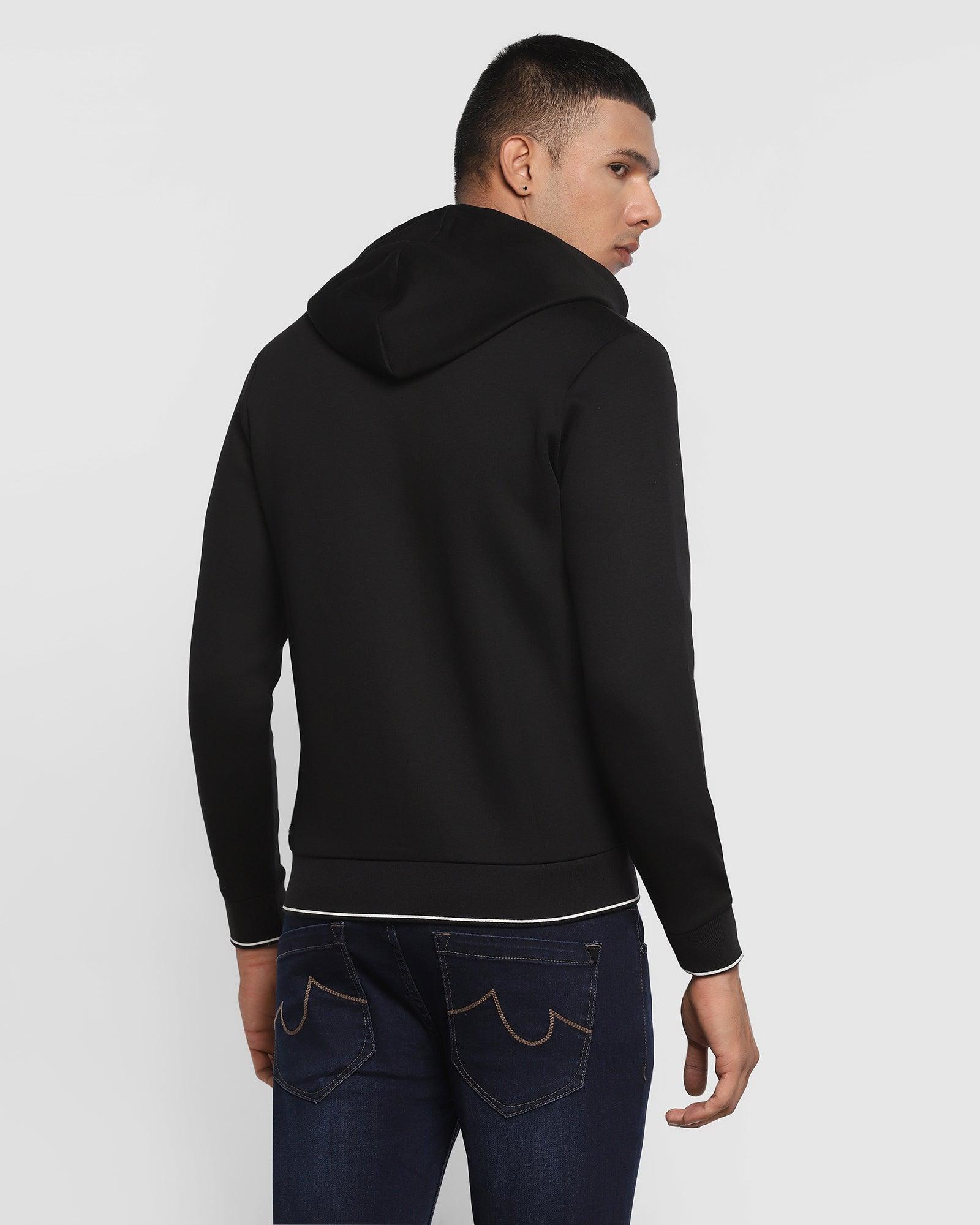 Hoodie Black Solid Sweatshirt - Morgan