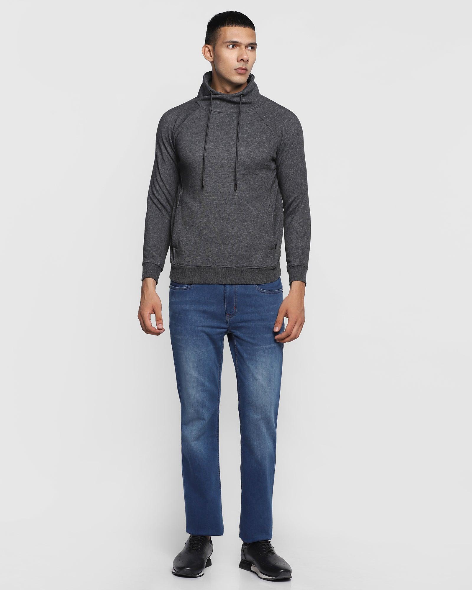 Stylized Collar Sweatshirt In Dark Grey (Kang) - Blackberrys