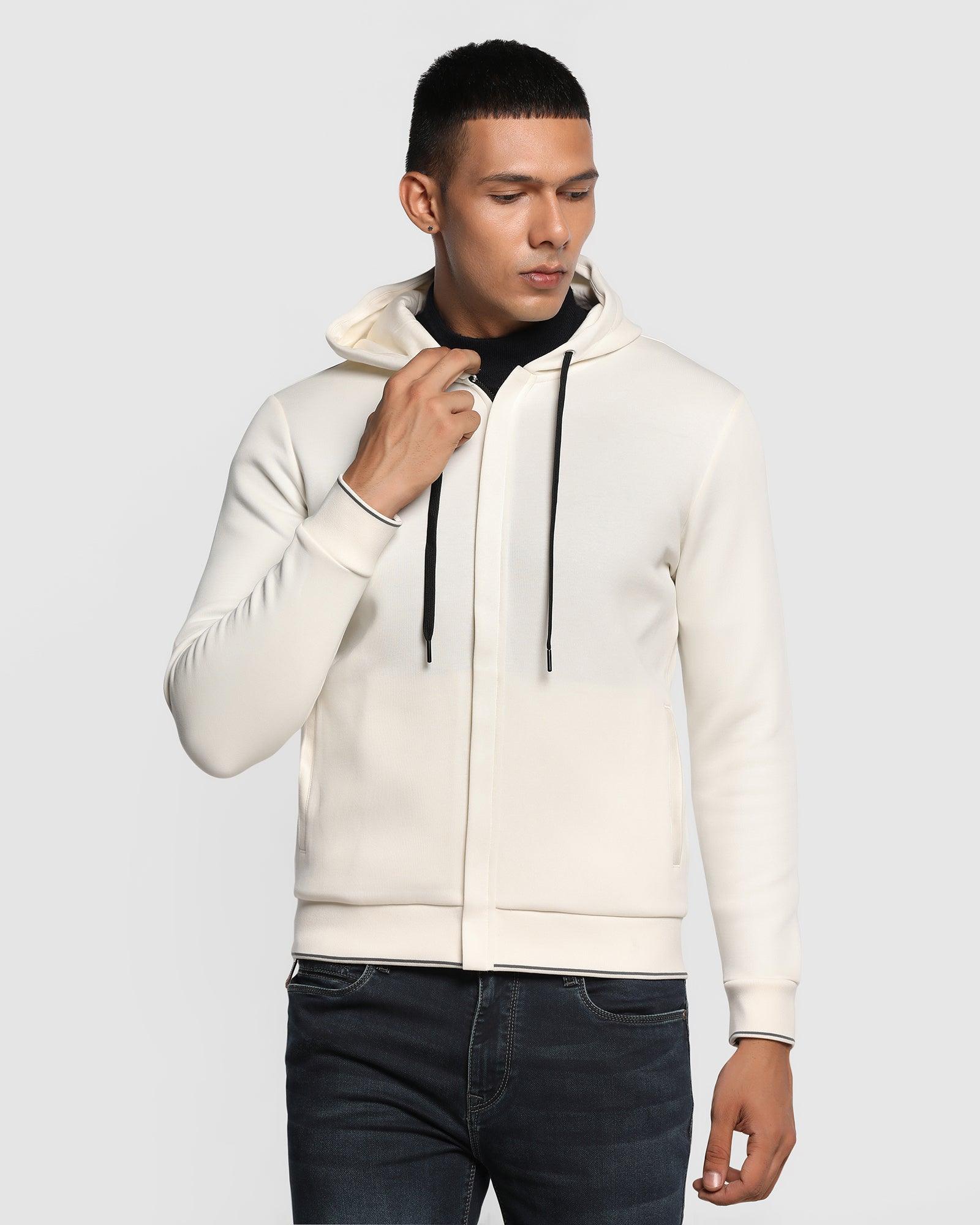 Hoodie Off White Solid Sweatshirt Morgan