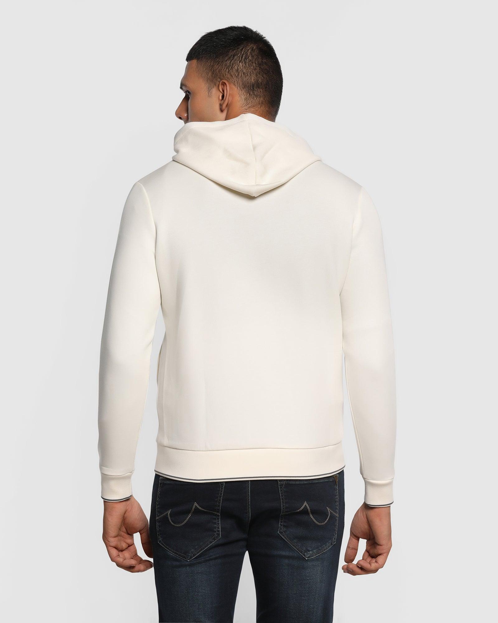 Hoodie Off White Solid Sweatshirt - Morgan