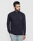 Stylized Collar Navy Solid Sweater - Denver