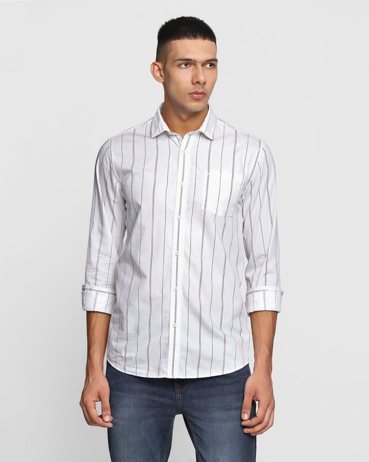 Casual White Striped Shirt - Mystic