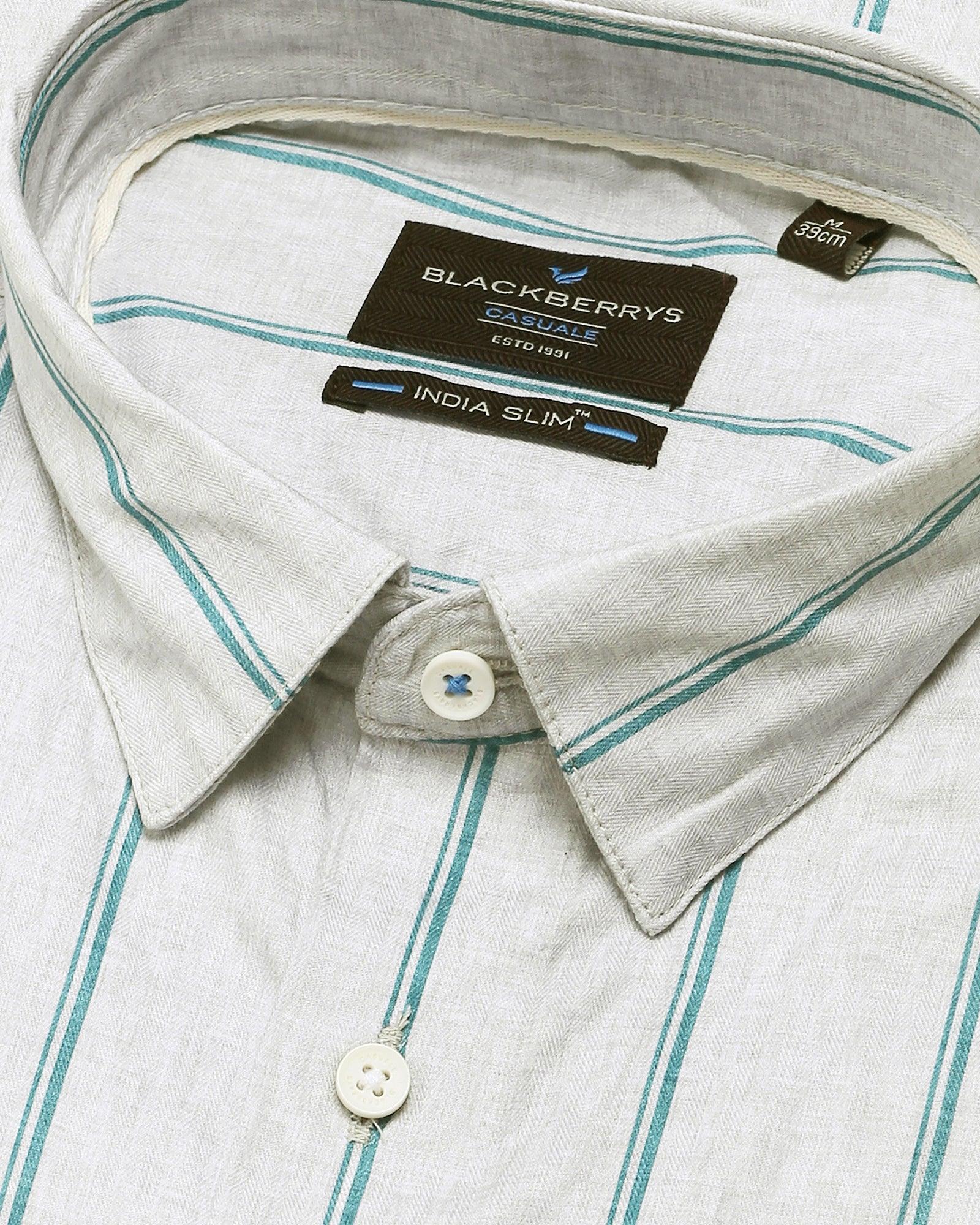 Casual Aqua Striped Shirt - Tim