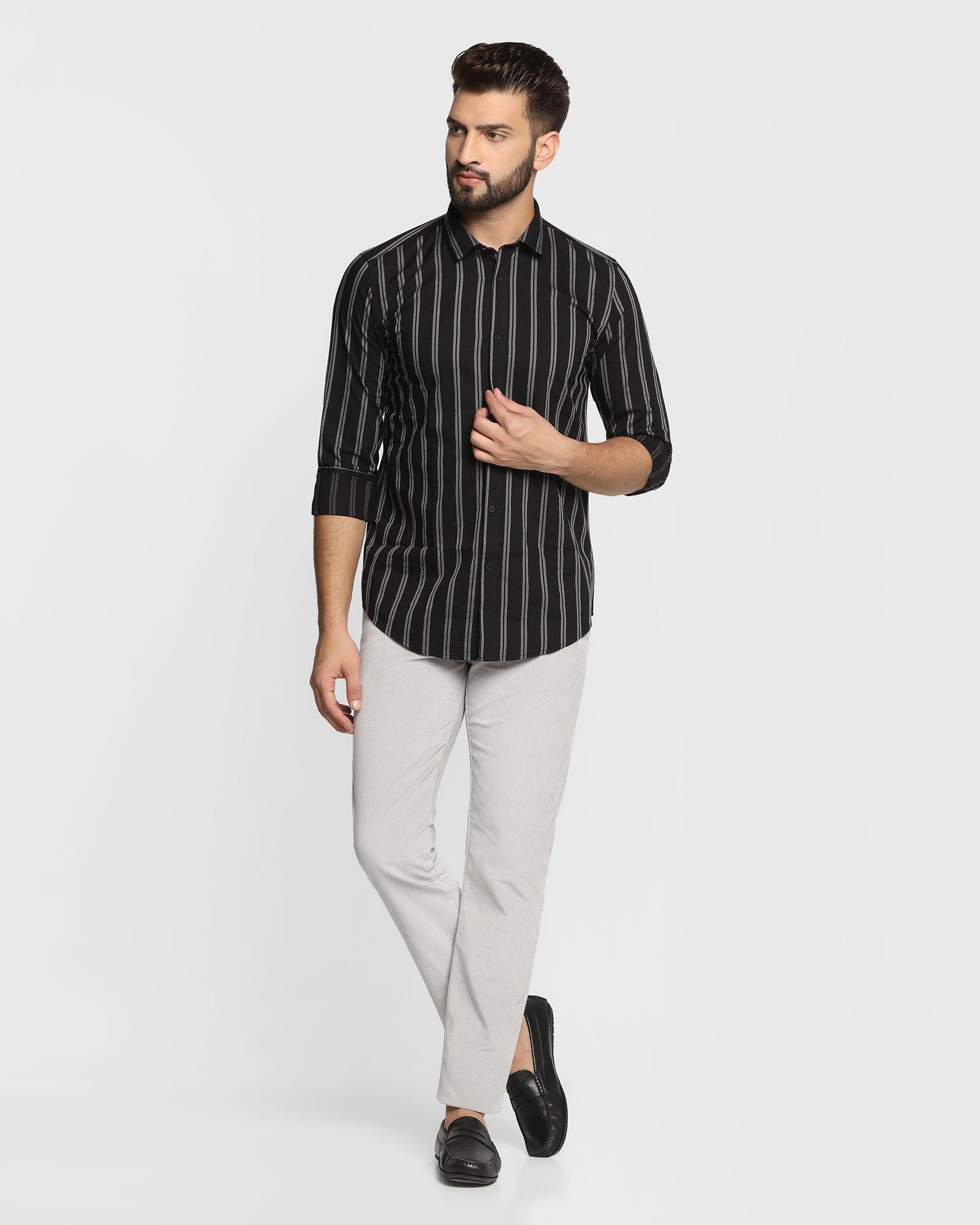 Casual Black Striped Shirt - Sole