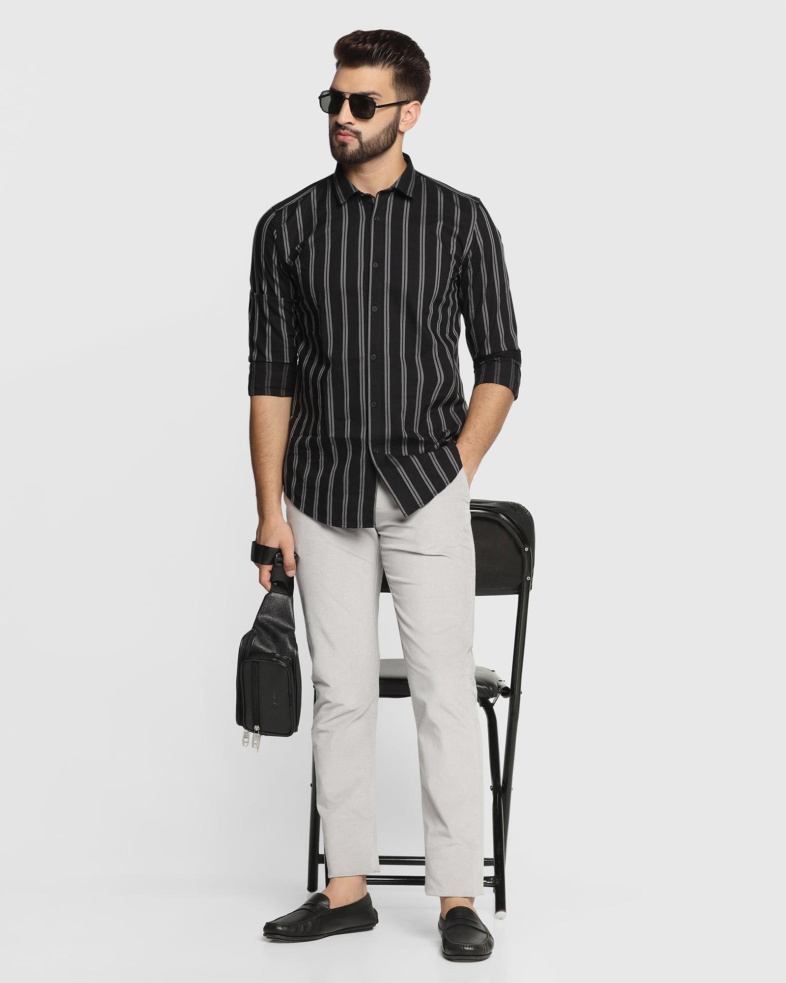 Casual Black Striped Shirt - Sole