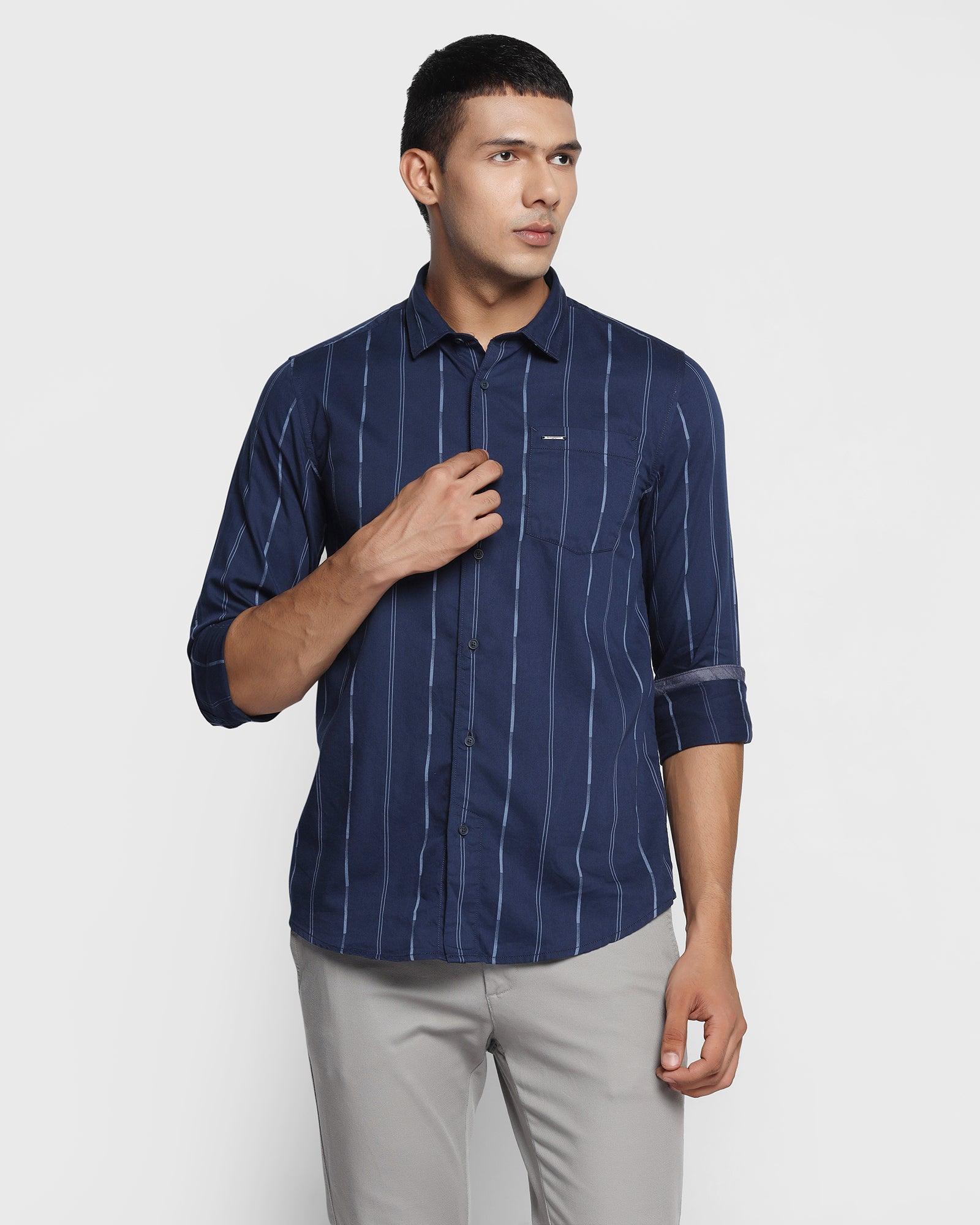 Casual Navy Striped Shirt - Lincon