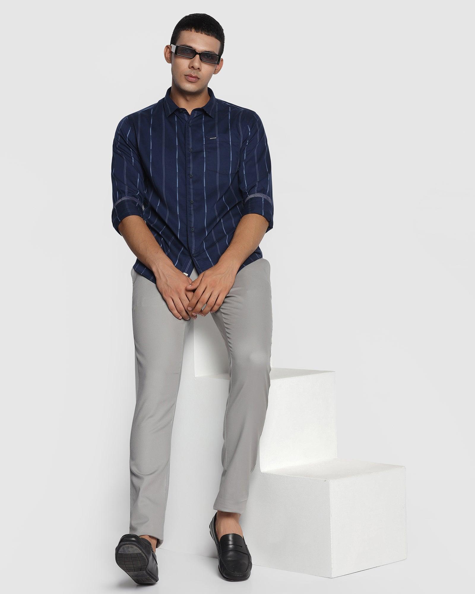 Stripe Casual Shirt In Navy (Lincon) - Blackberrys
