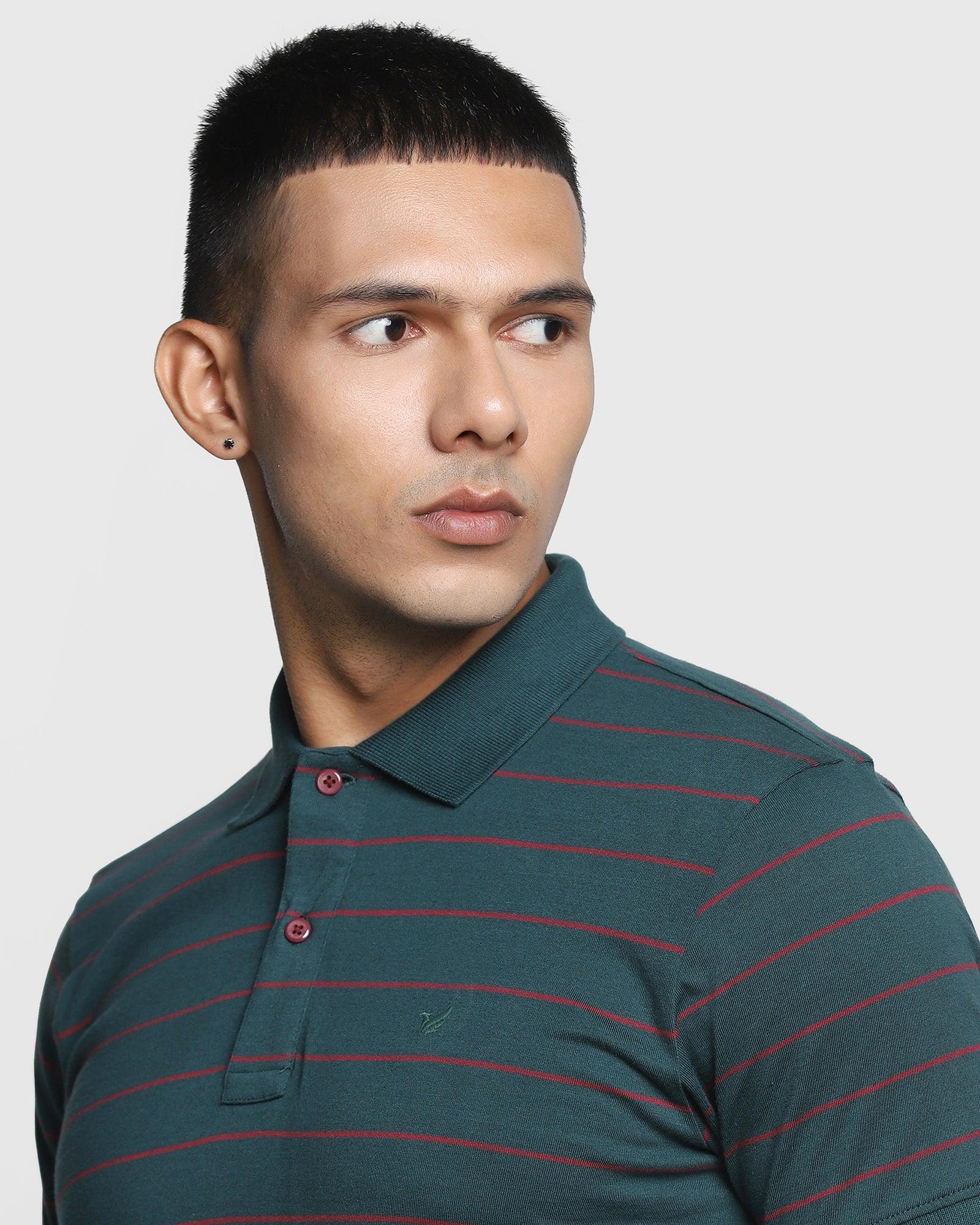 Polo Teal Green Striped T Shirt - Charles