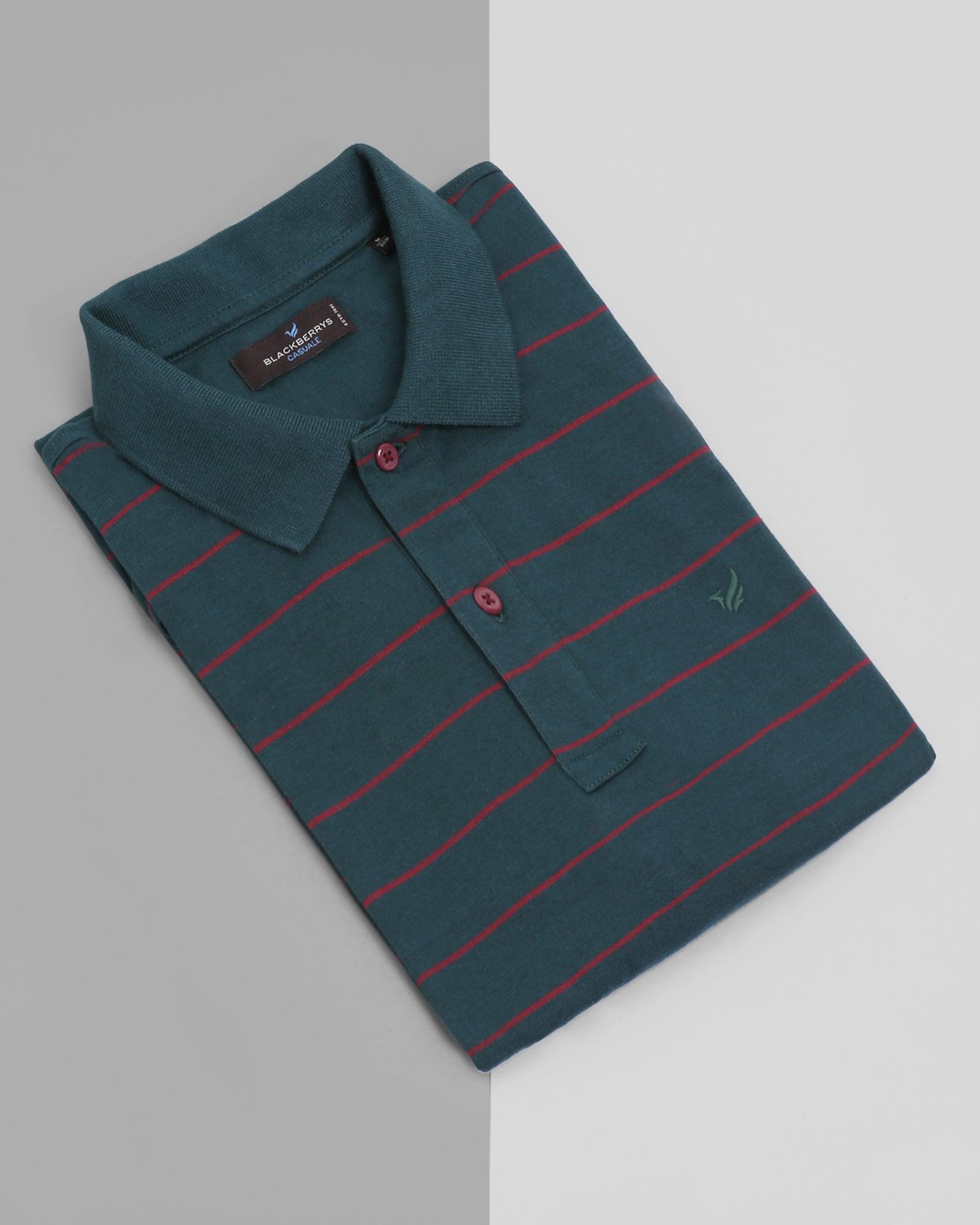 Polo Teal Green Striped T Shirt - Charles