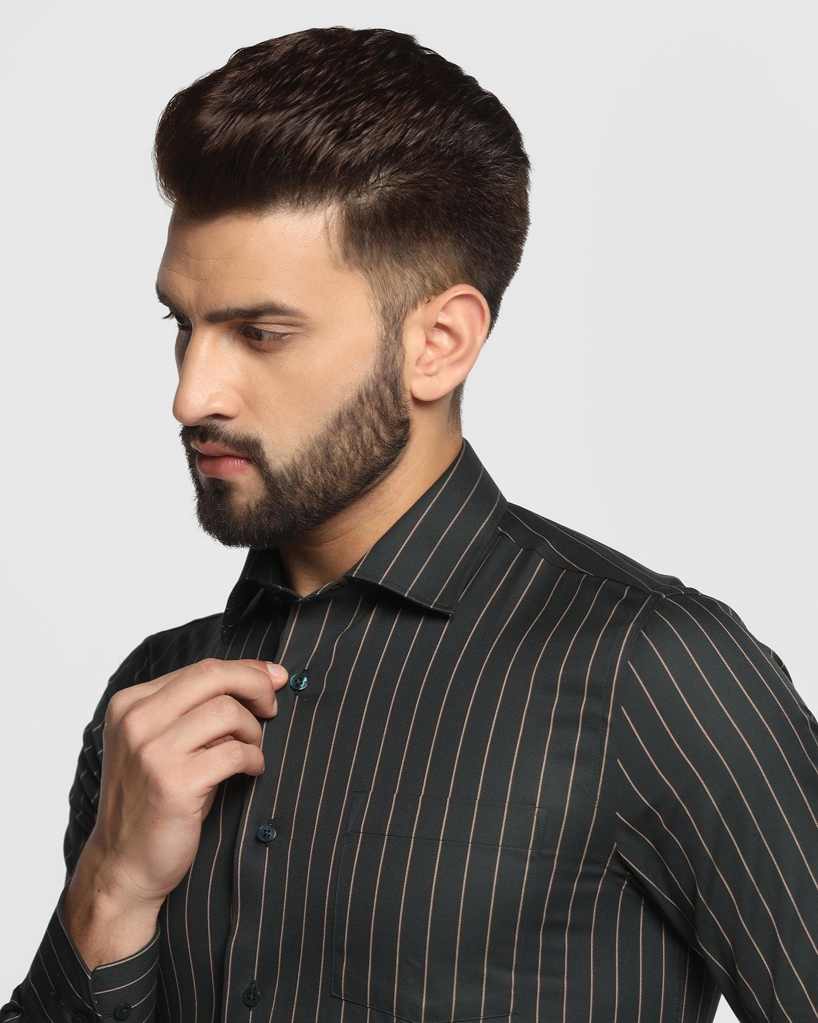 Formal Olive Striped Shirt - Acer