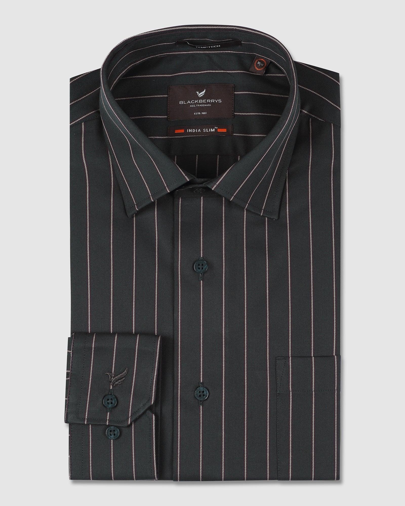 Formal Olive Striped Shirt - Acer
