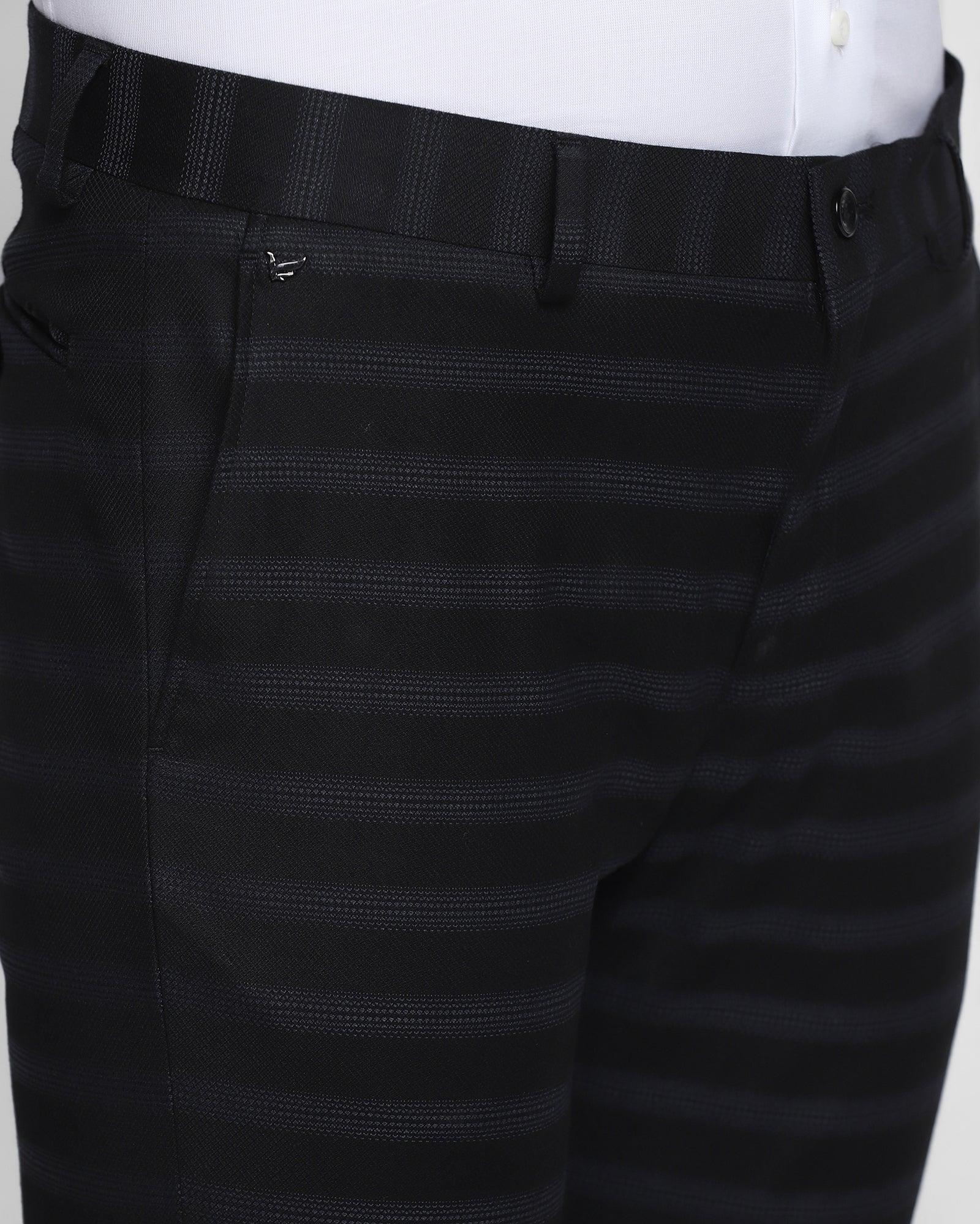 Slim Fit B-91 Formal Black Striped Trouser - Modek