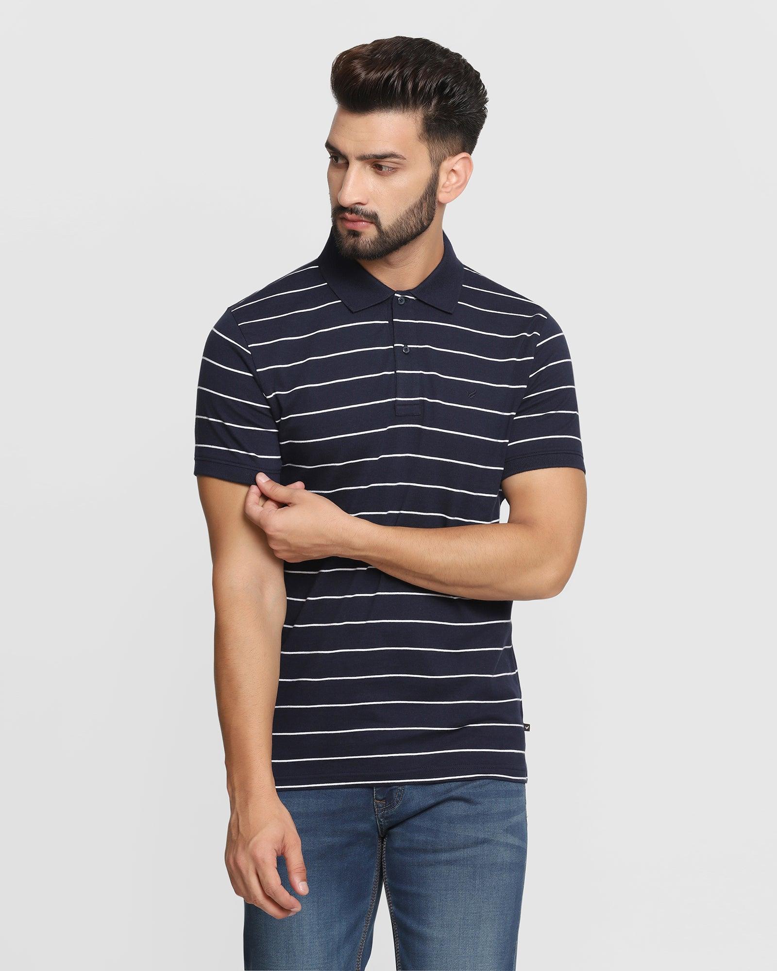 Polo Navy Striped T Shirt - Charles
