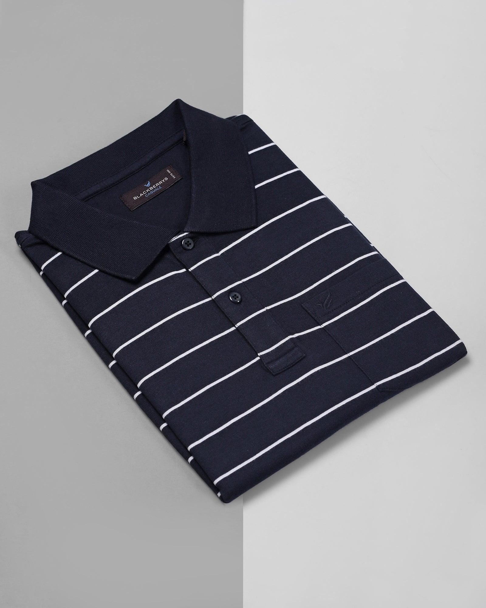 Polo Navy Striped T Shirt - Charles - P