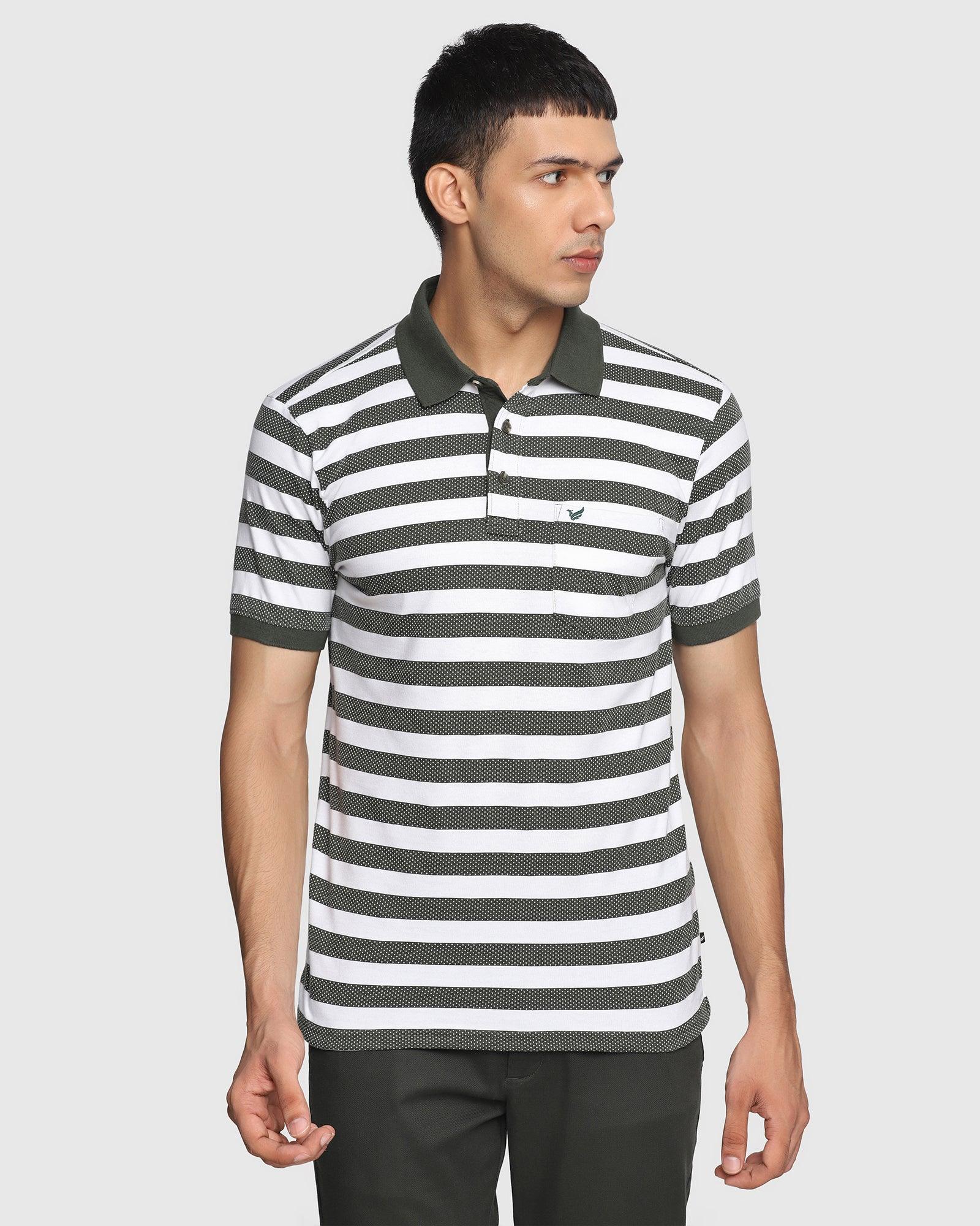 Polo Olive Striped T Shirt - Jona