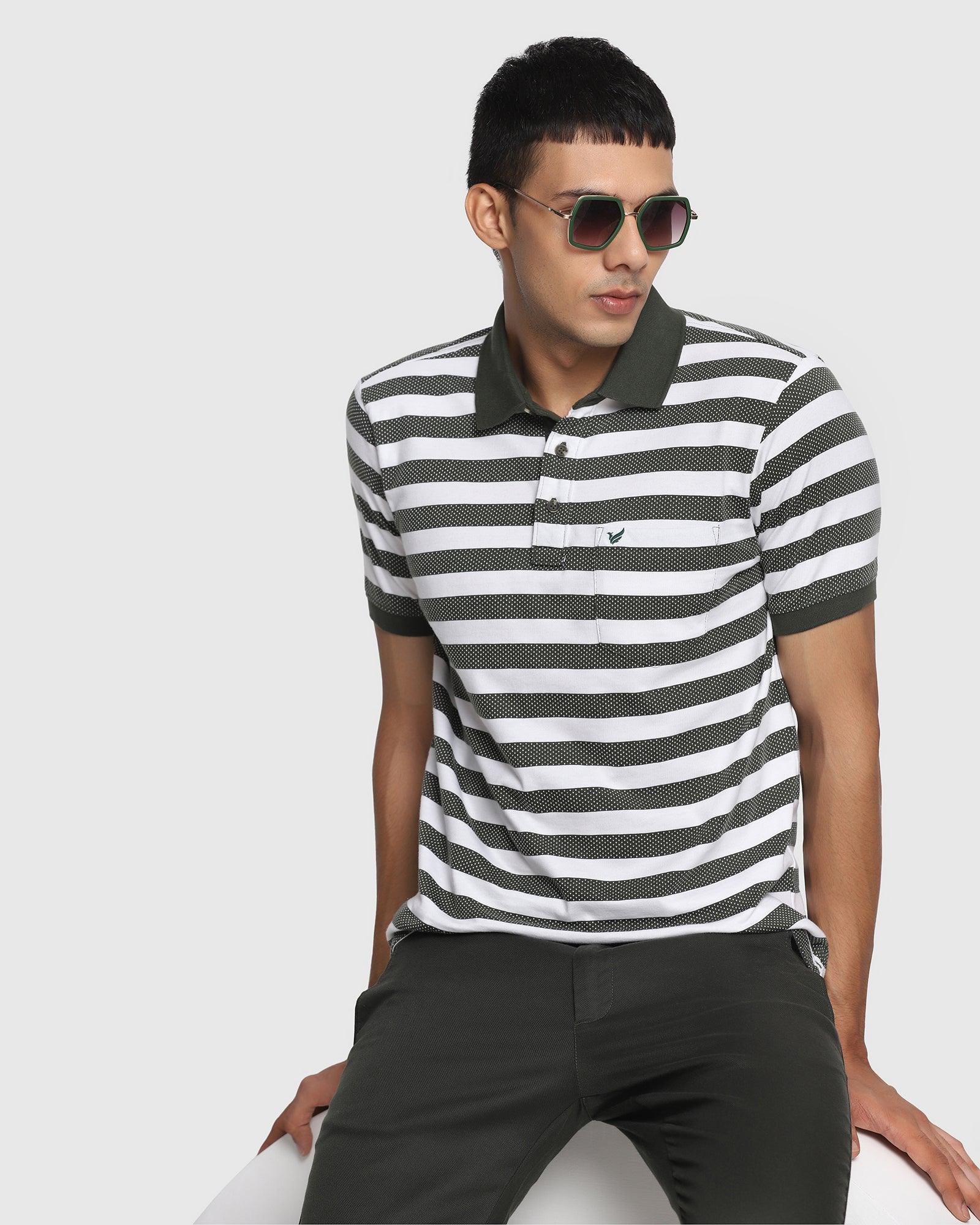 Polo Olive Striped T Shirt - Jona