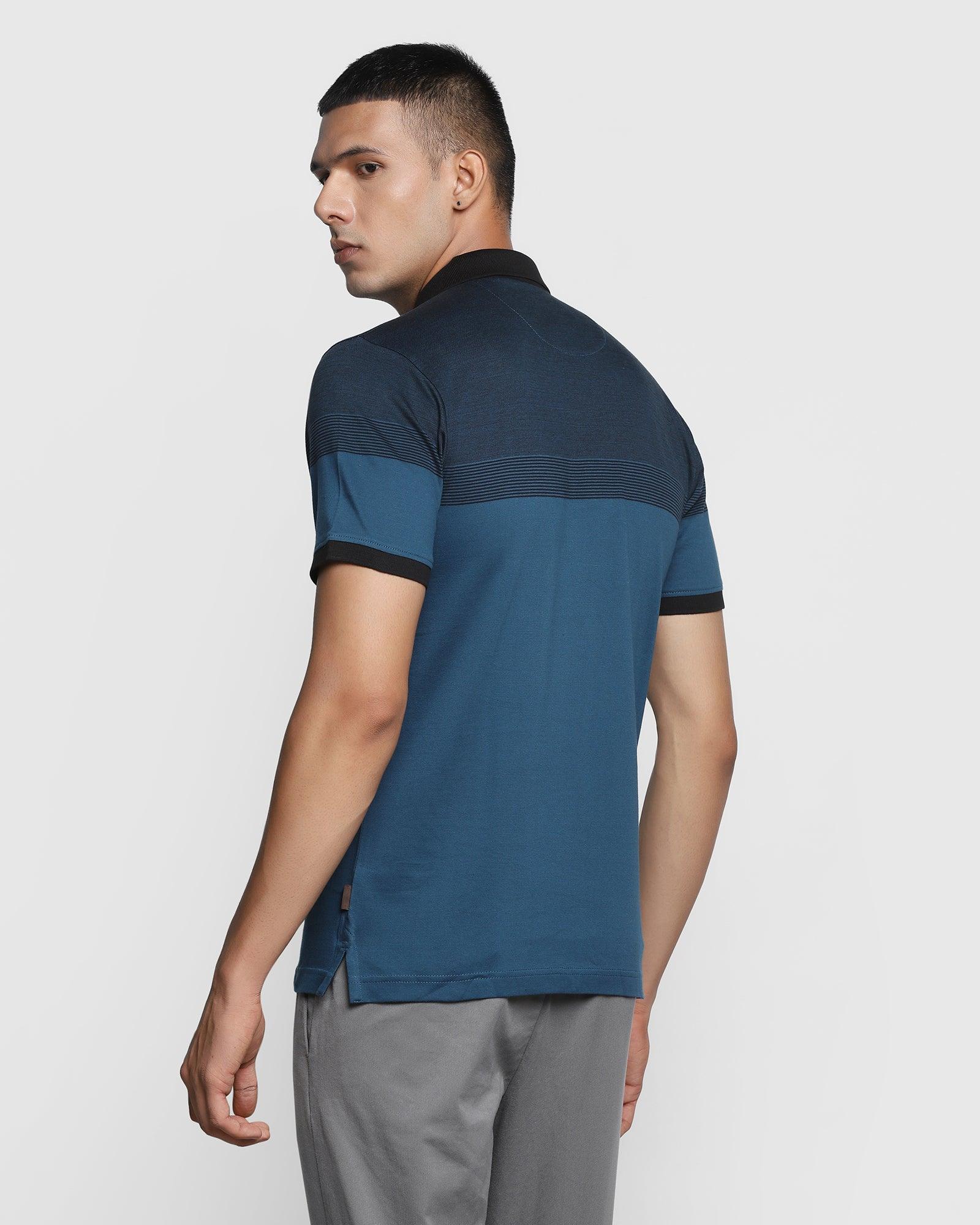 Polo Teal Blue Striped T Shirt - Lake