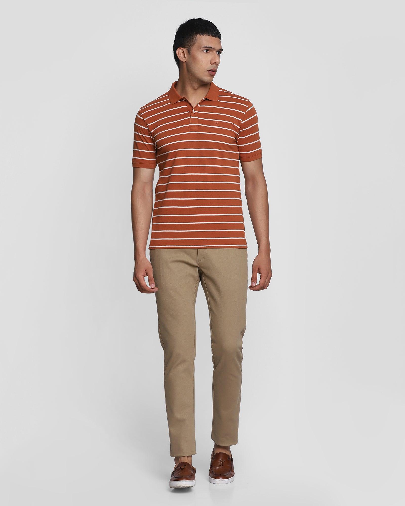 Polo Brown Striped T Shirt - Striper