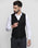V-Neck Formal Black Jacquard Waistcoat - Tereno