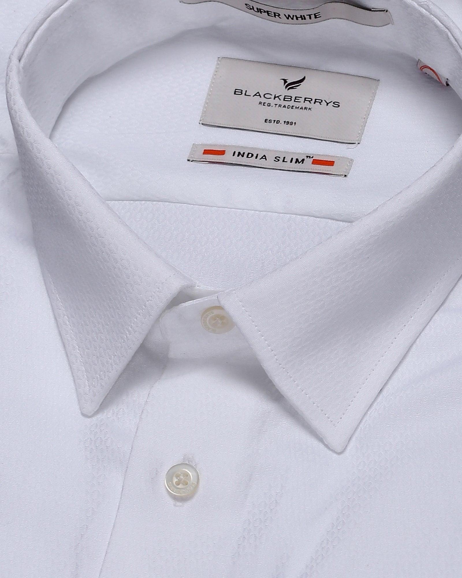 Formal Half Sleeve White Textured Shirt - George