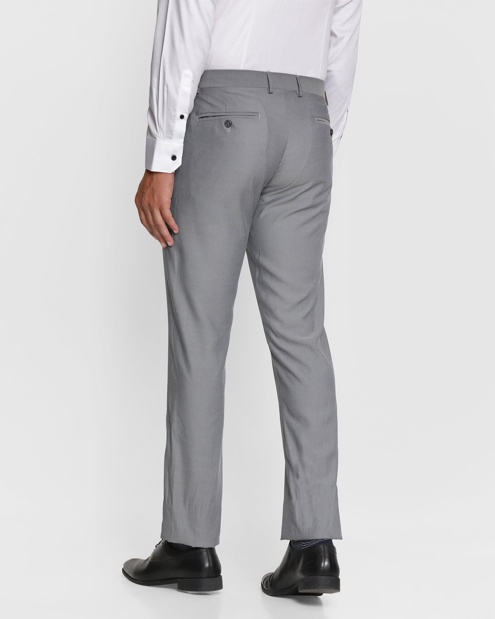 Slim Comfort B-95 Formal Light Grey Textured Trouser - Mandis