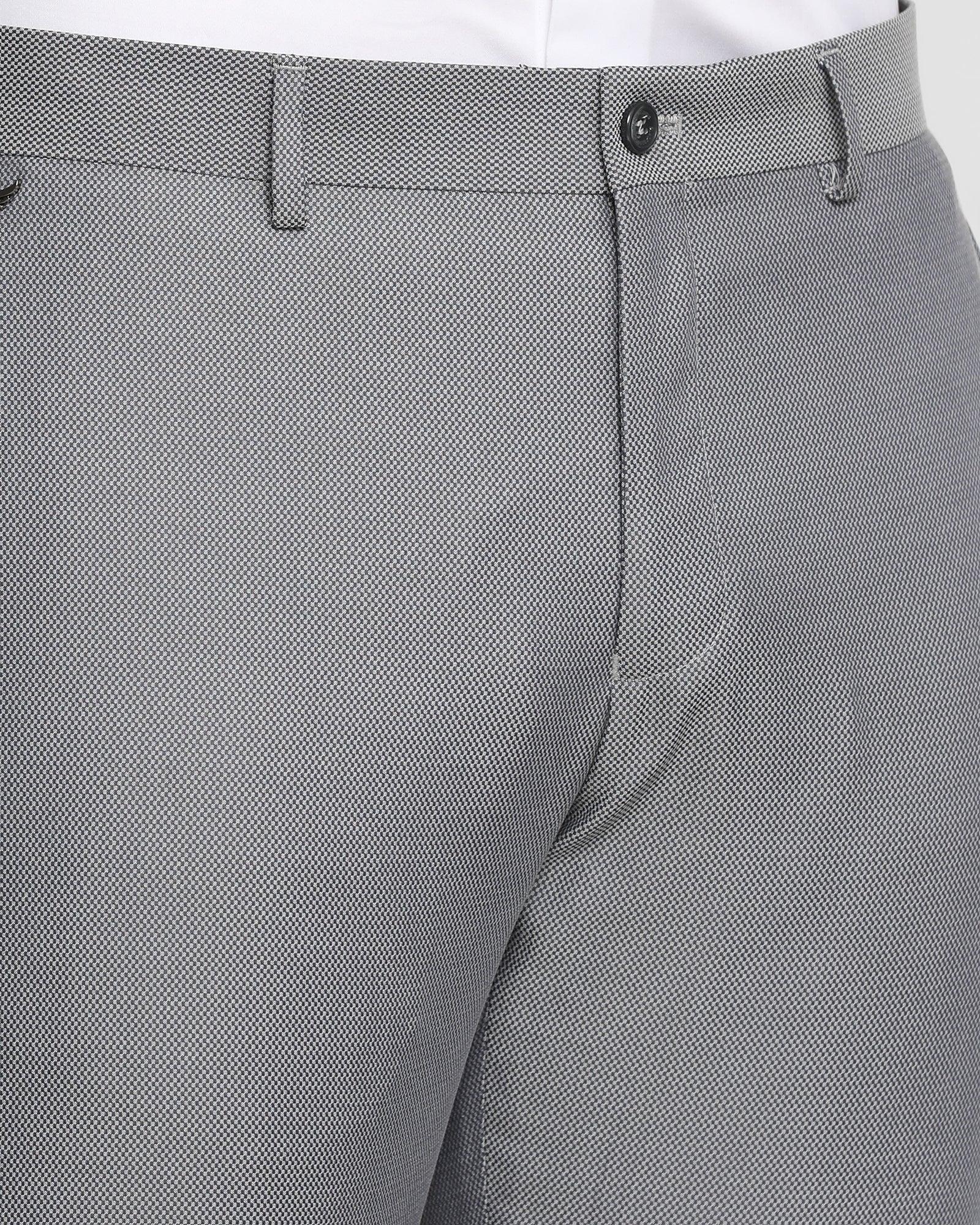 Slim Comfort B-95 Formal Light Grey Textured Trouser - Mandis