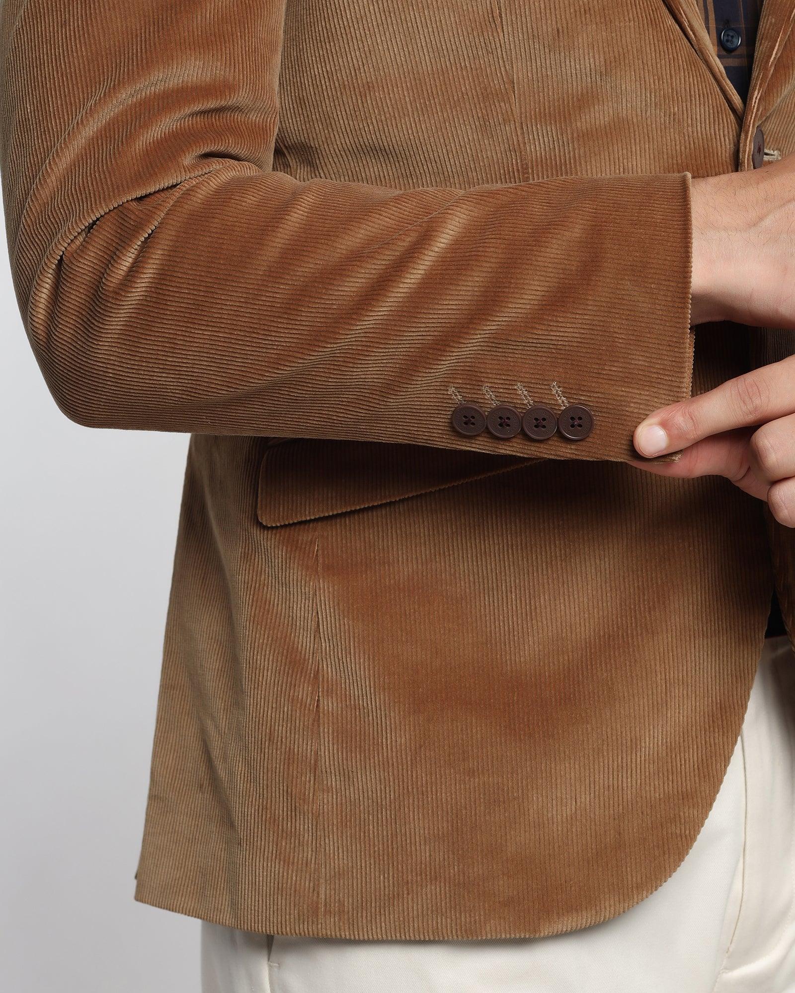 Casual Khaki Textured Blazer - Elzer