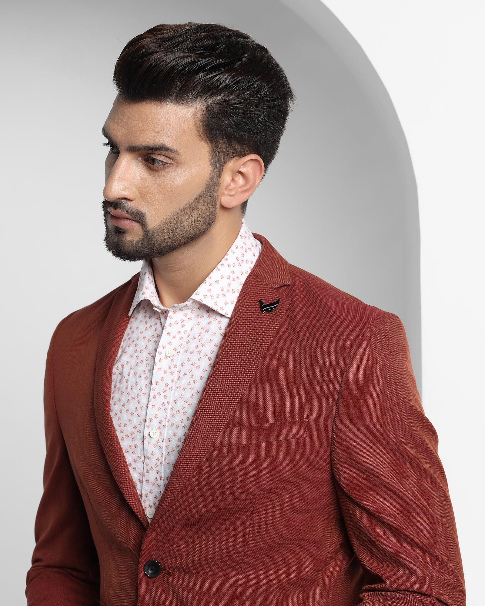 Textured Casual Blazer In Rust (Drake)
