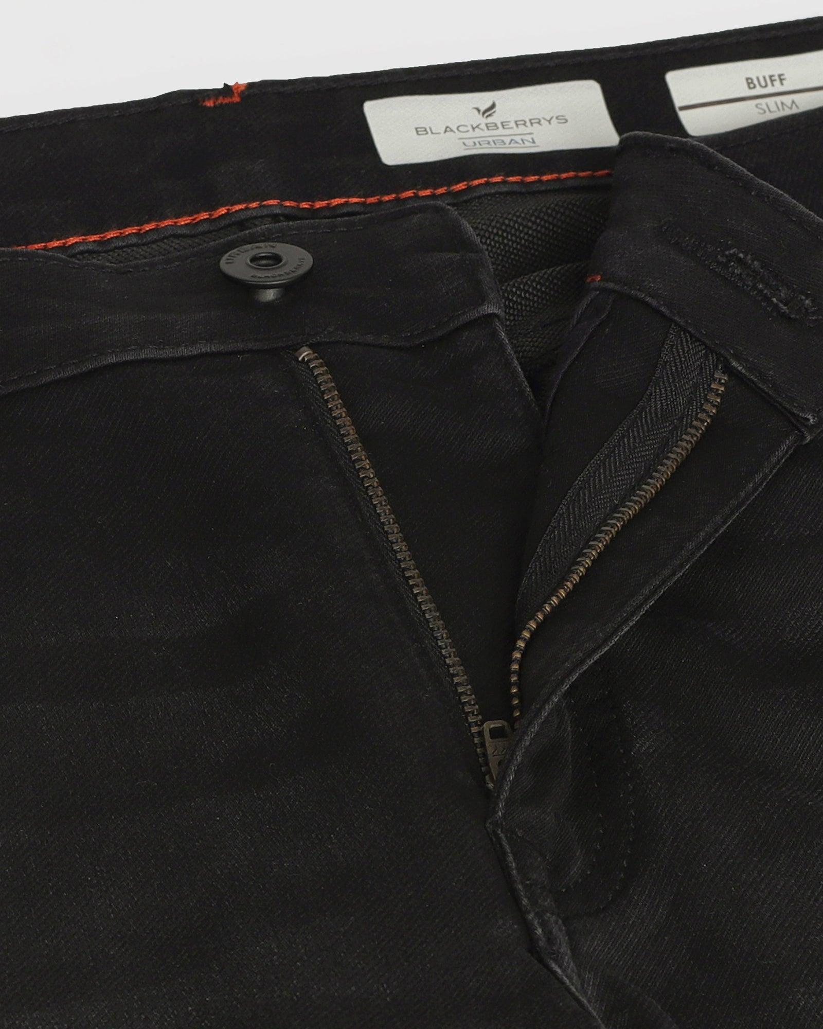 Textured Casual Jeans In Black Buff Fit (Betsy) - Blackberrys