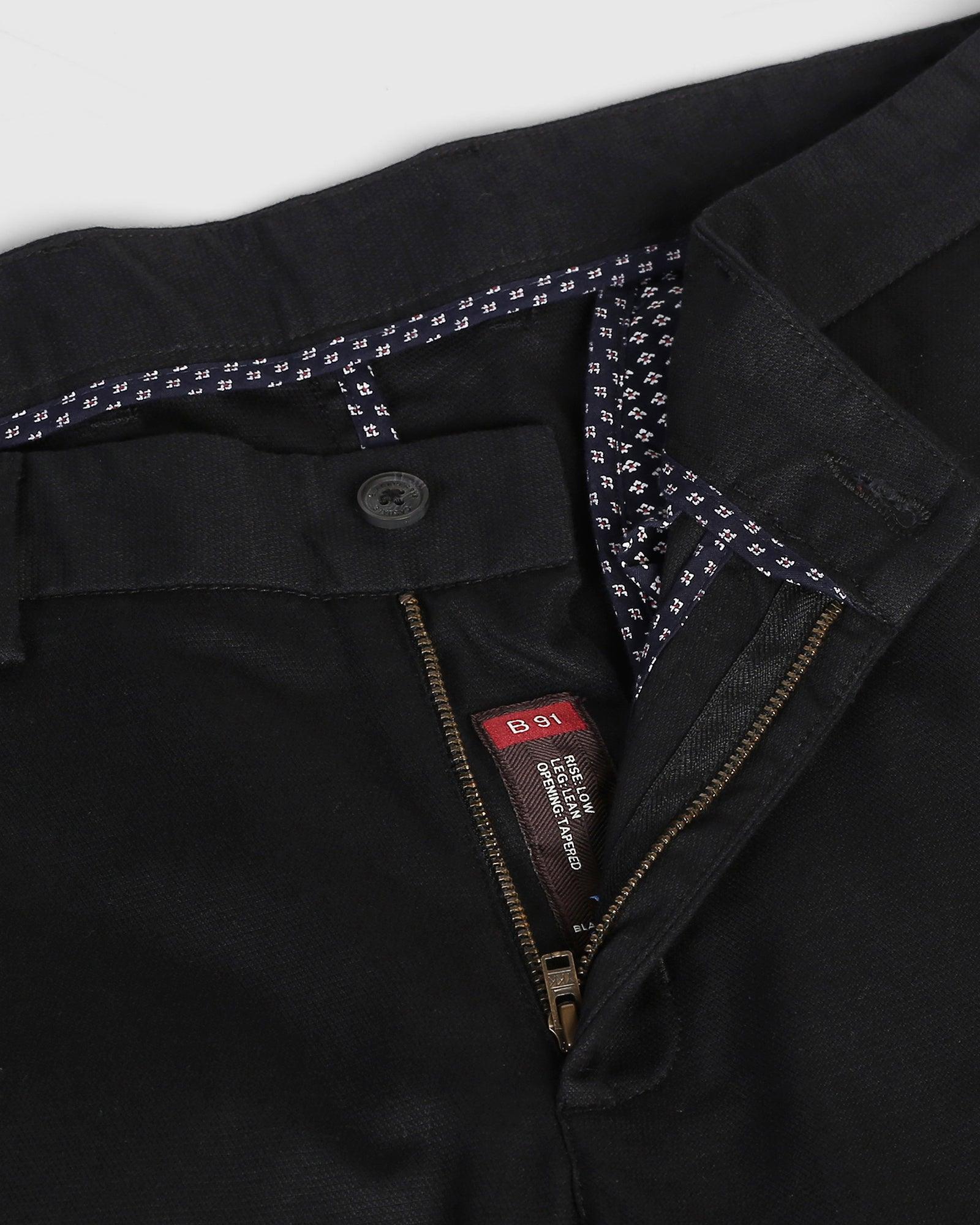 Slim Fit B-91 Casual Black Textured Khakis - Aiden