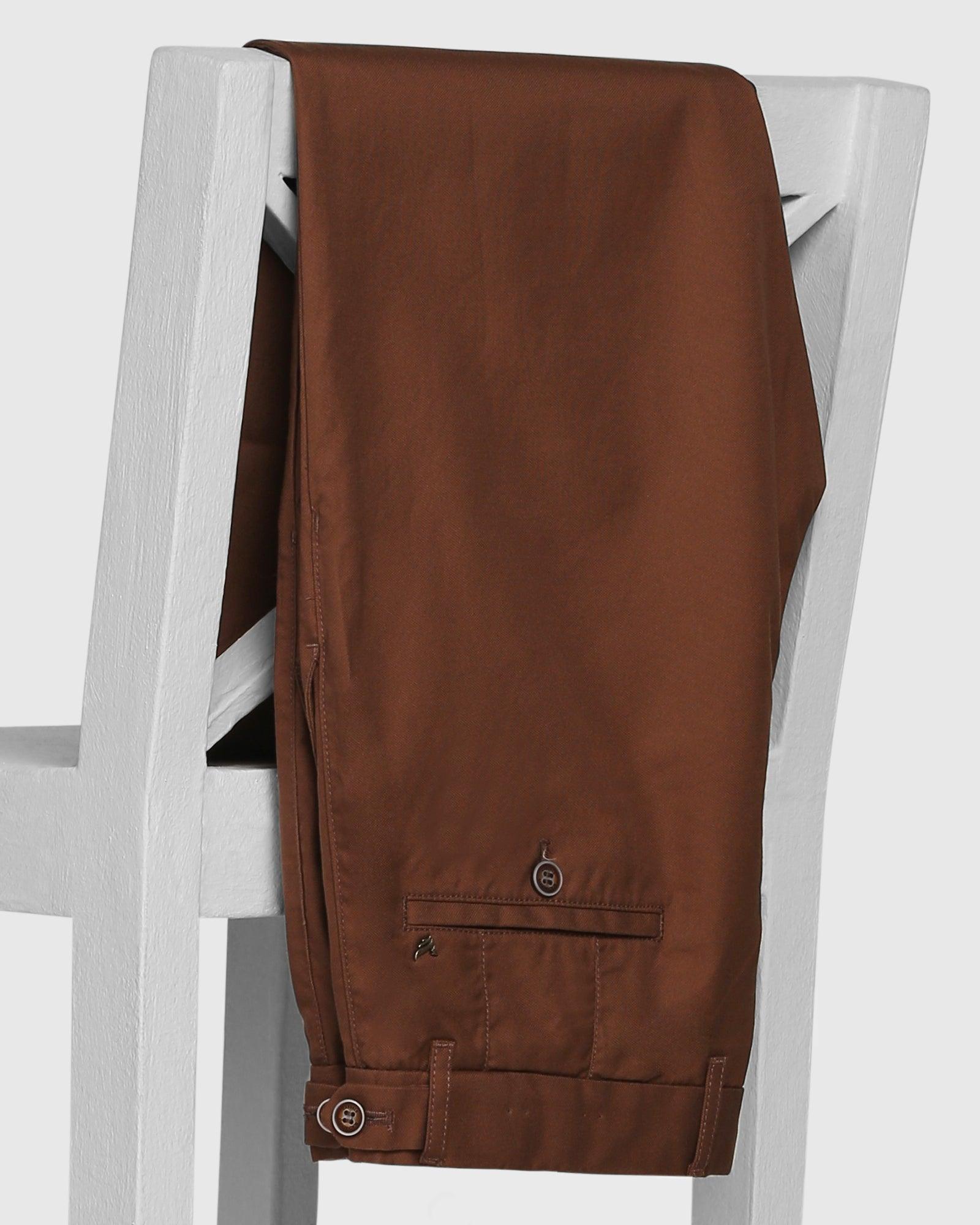 Slim Comfort B-95 Casual Brown Textured Khakis - Jeny