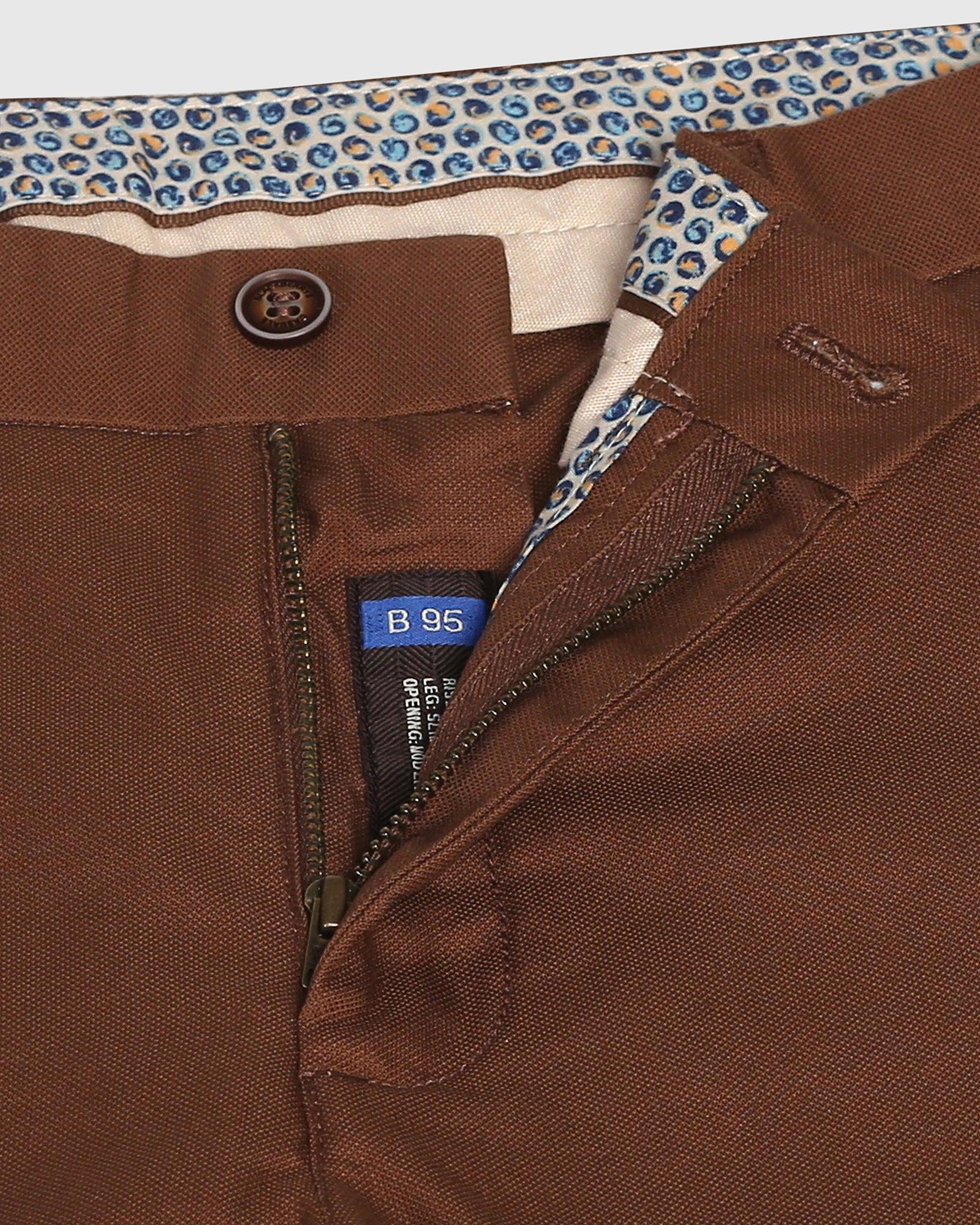 Slim Comfort B-95 Casual Brown Textured Khakis - Jeny