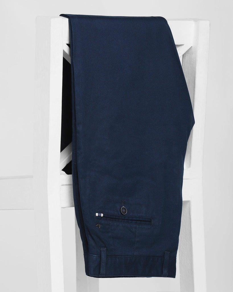 Slim Comfort B-95 Casual Ink Blue Textured Khakis - Tegan