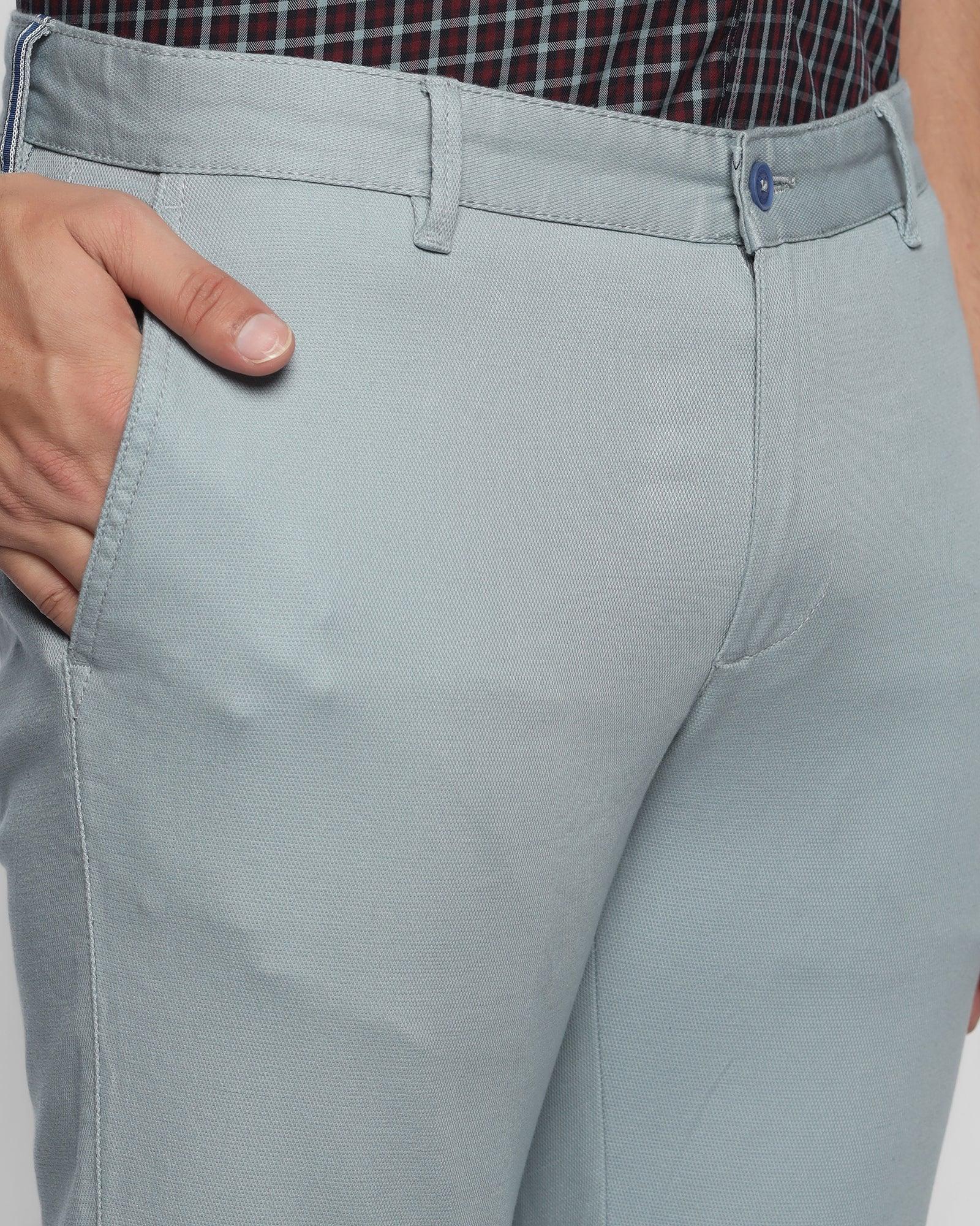 Slim Fit B-91 Casual Powder Blue Textured Khakis - Duncan