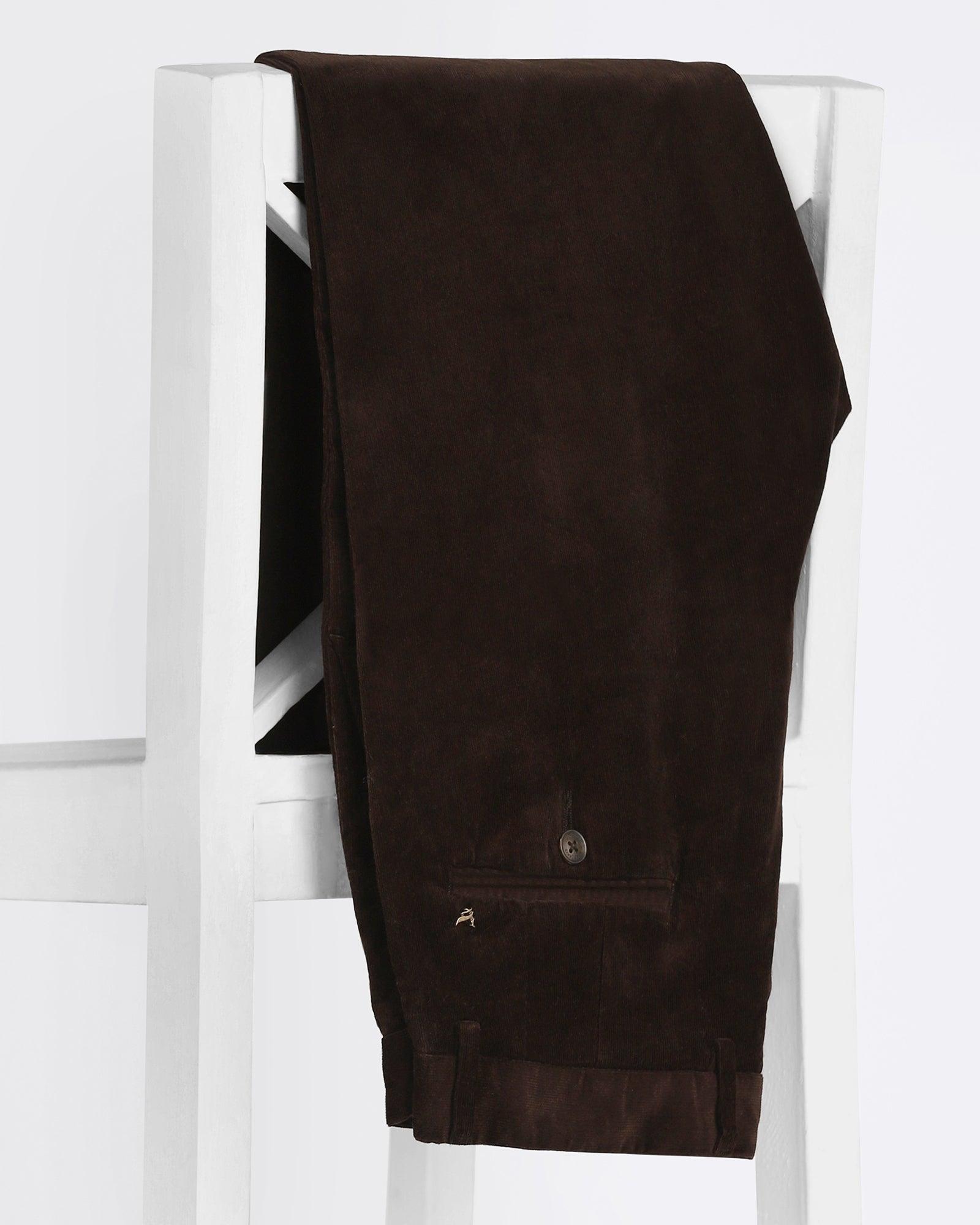 Slim Fit B-91 Casual Tobacco Brown Textured Khakis - Walt