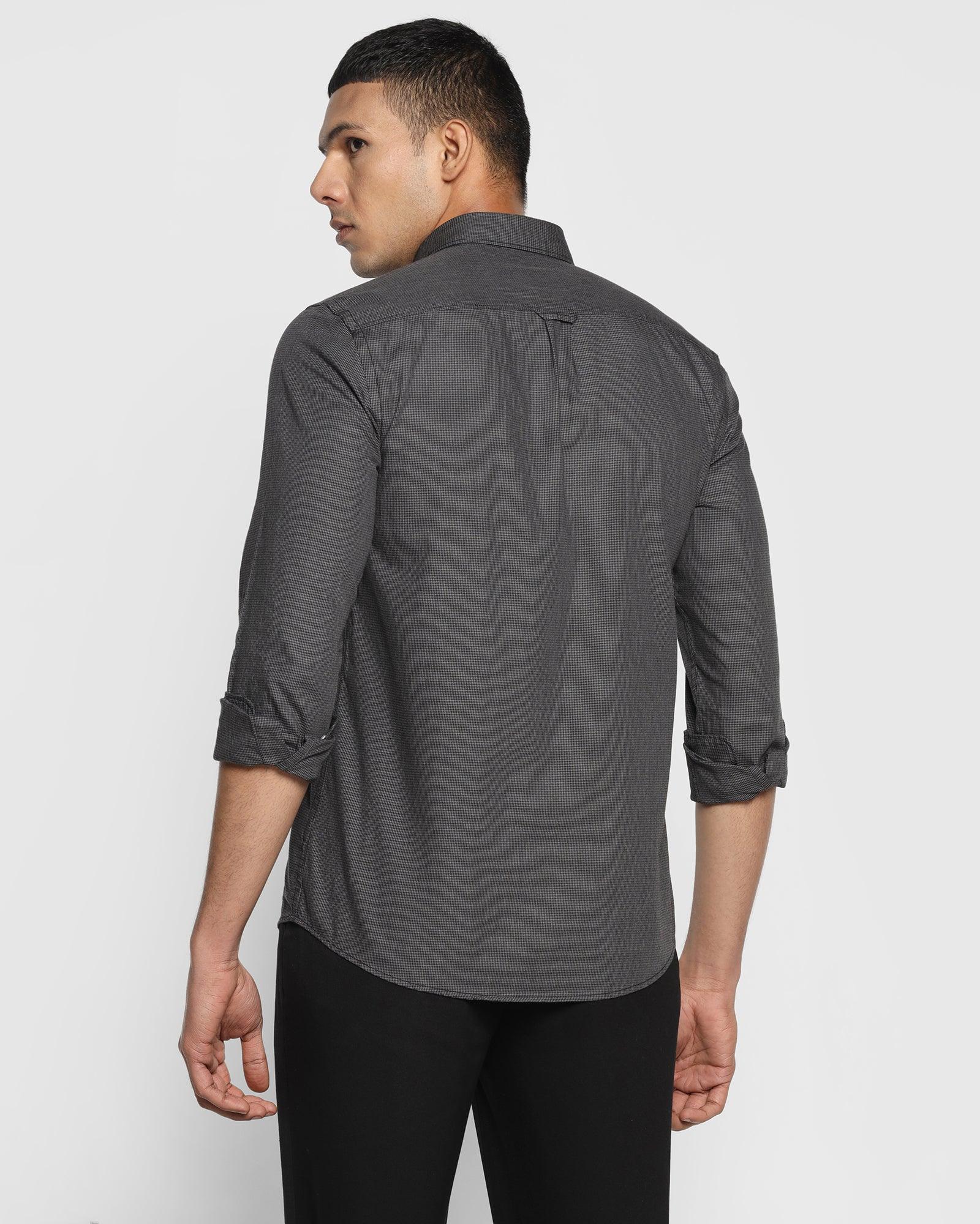 Casual Grey Textured Shirt - Havana