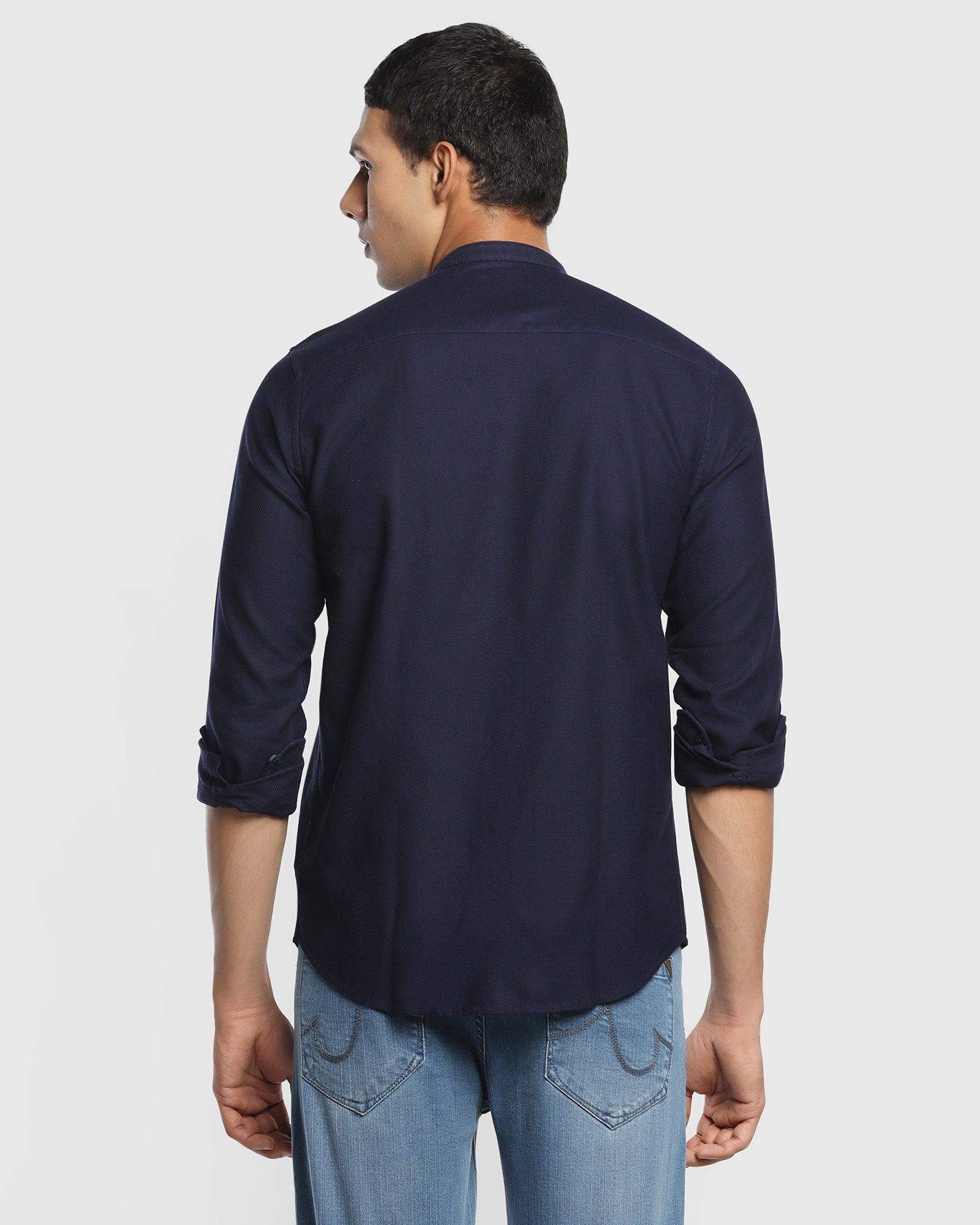 Casual Navy Textured Shirt - Myler