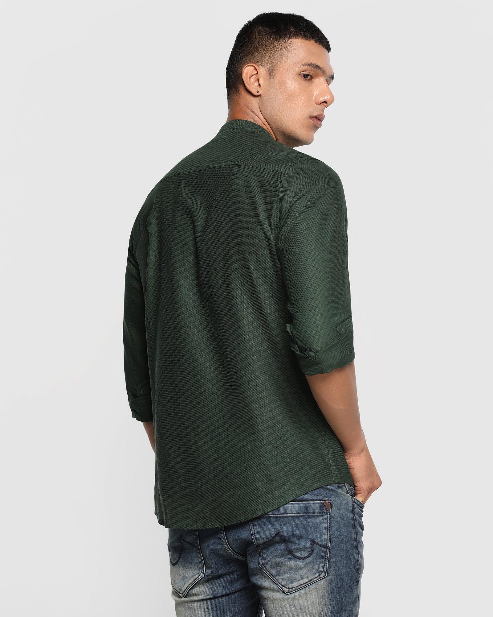 Casual Olive Textured Shirt - Myler