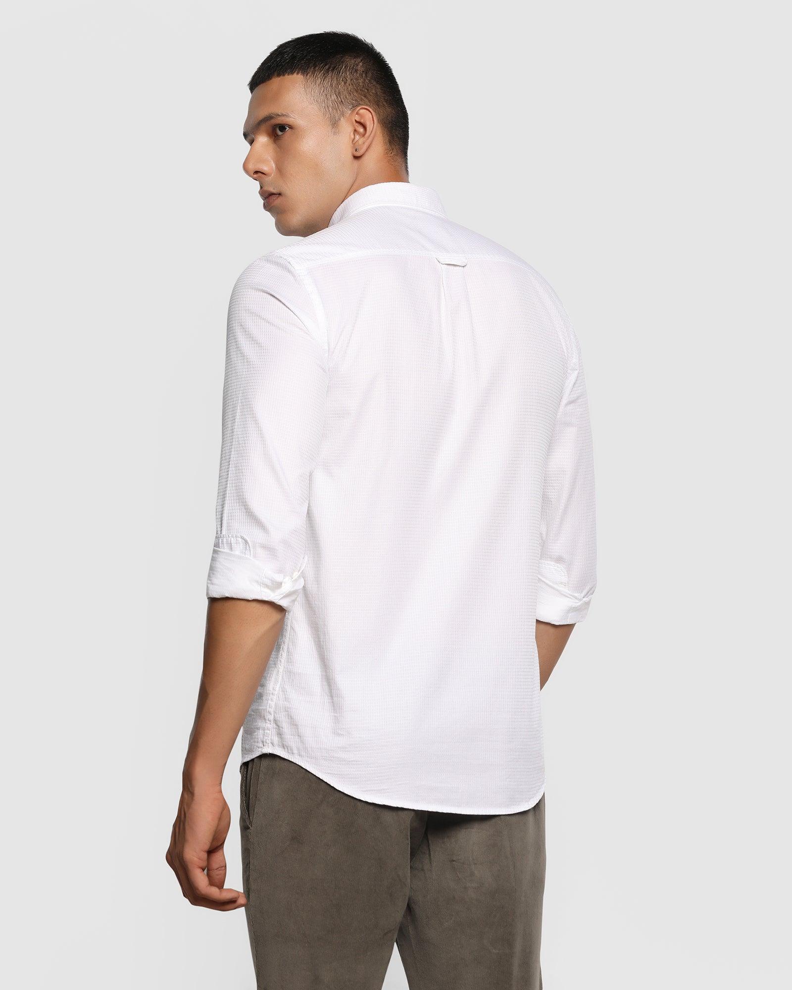 Casual White Textured Shirt - Oswego