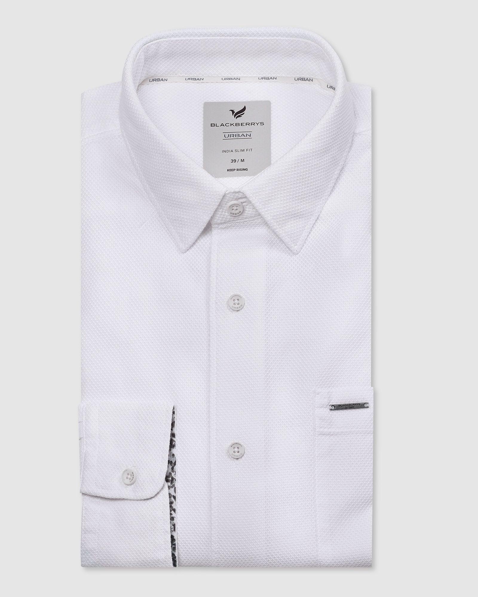 Casual White Textured Shirt - Thomas