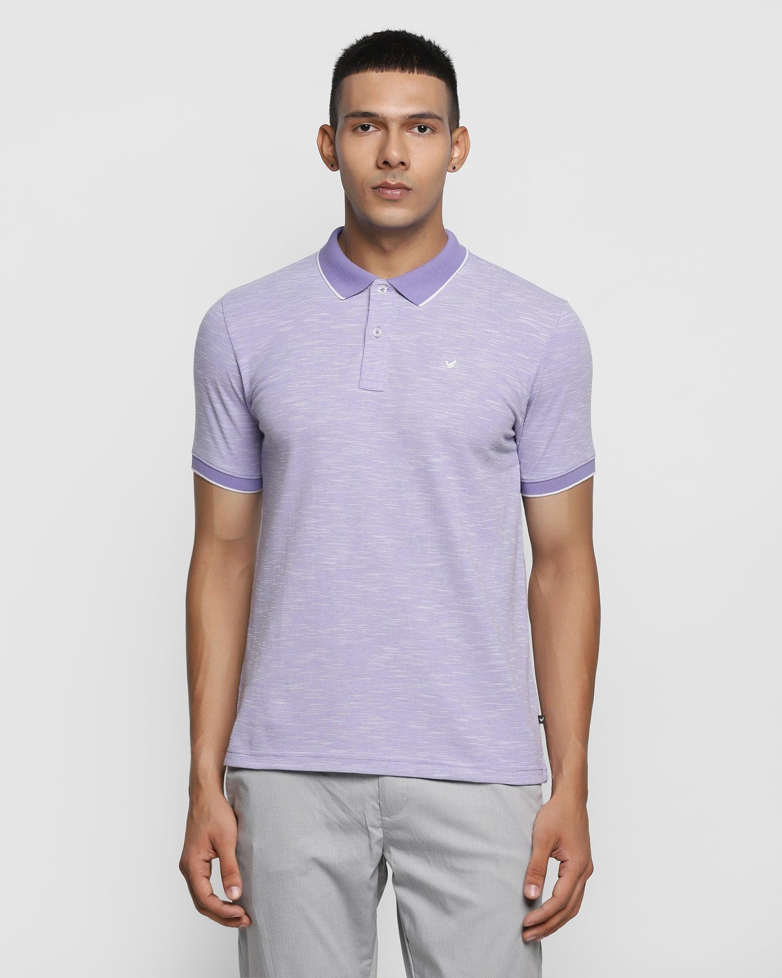 Polo Light Purple Textured T-Shirt - Osman