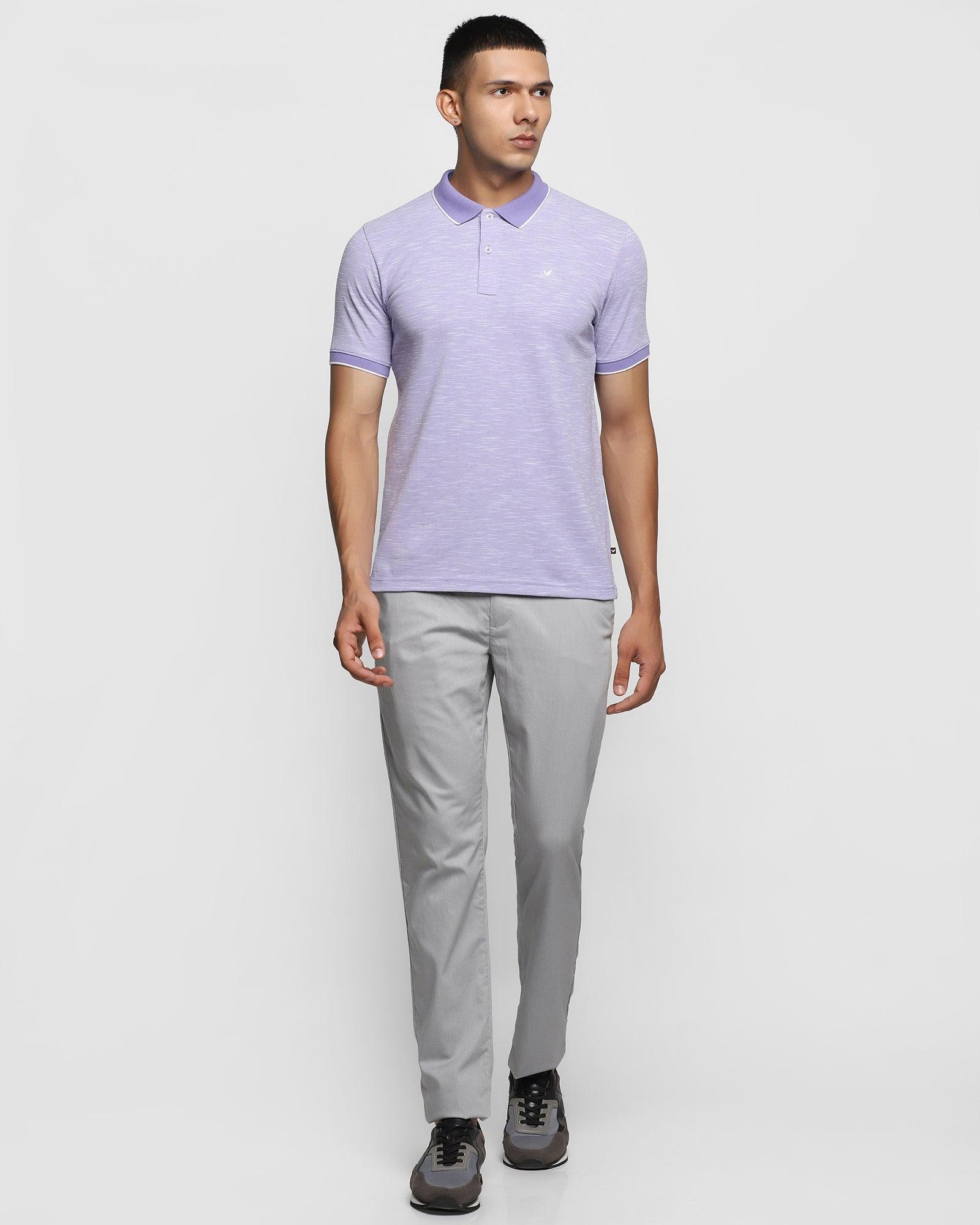 Polo Light Purple Textured T-Shirt - Osman