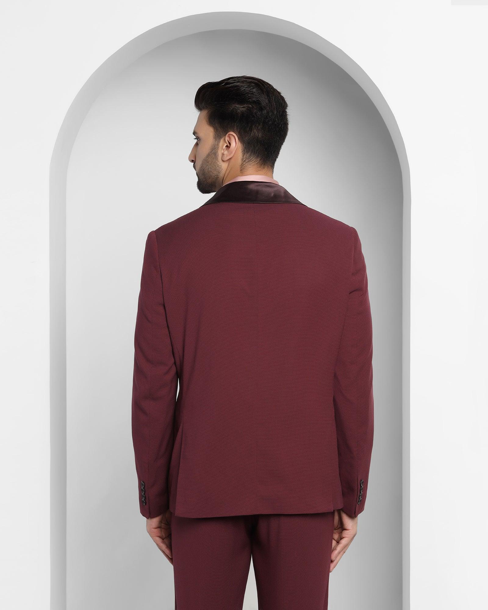 Tuxedo Two Piece Wine Textured Formal Suit - Thames