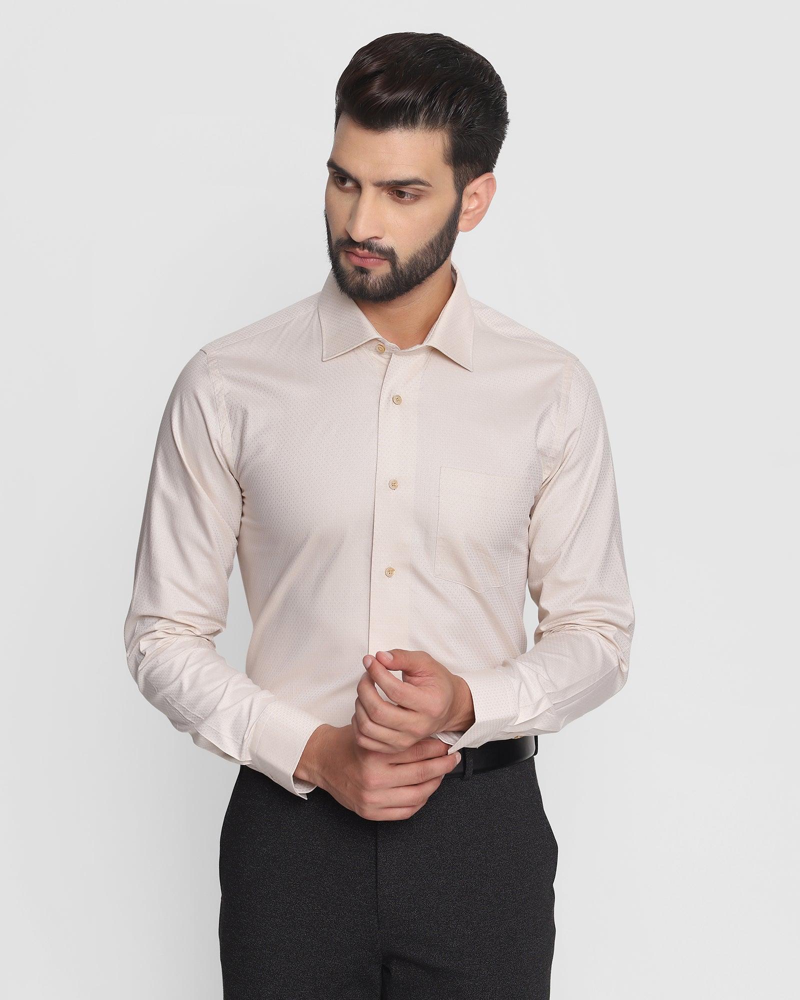 Formal Beige Textured Shirt - Japlin