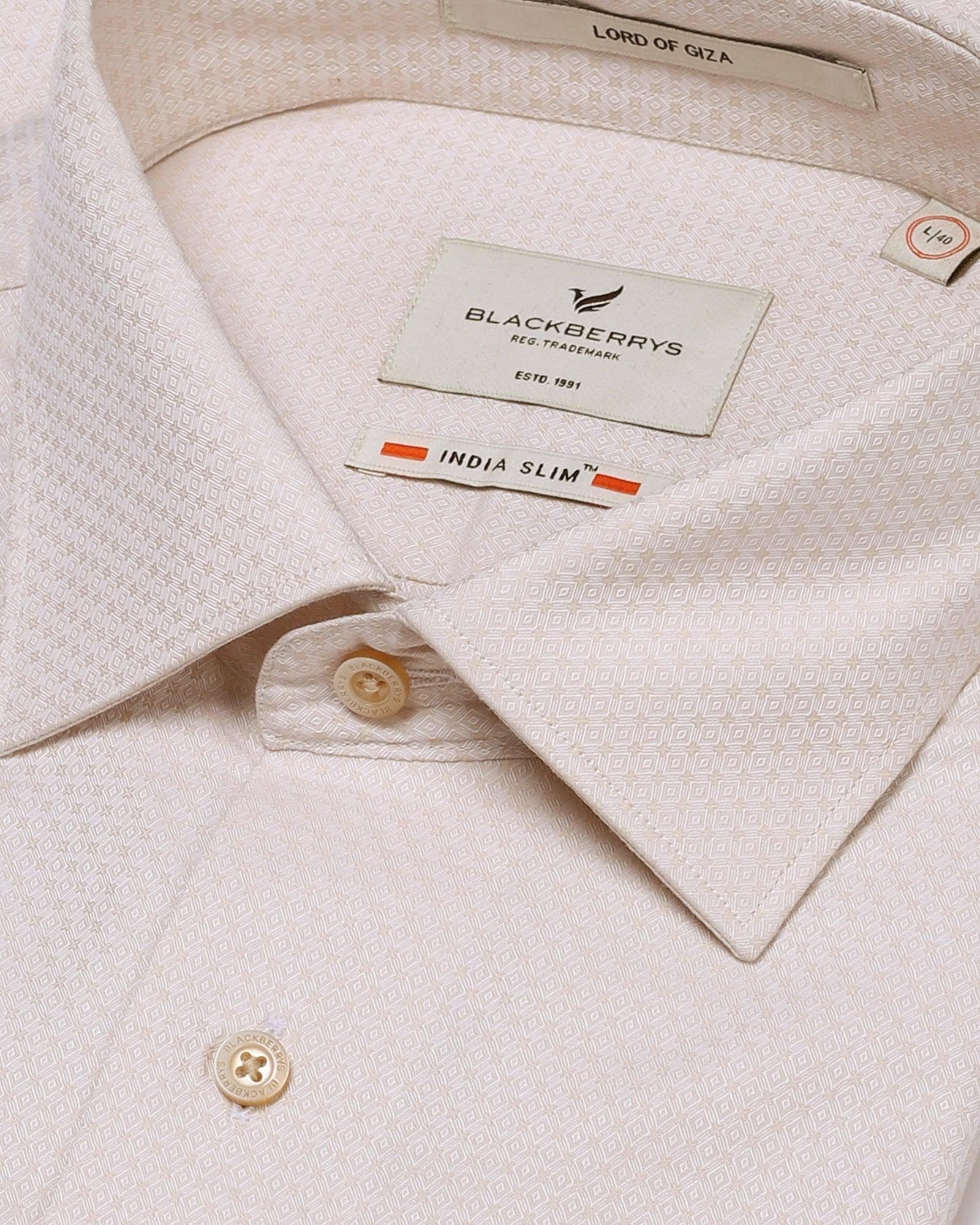 Formal Beige Textured Shirt - Japlin