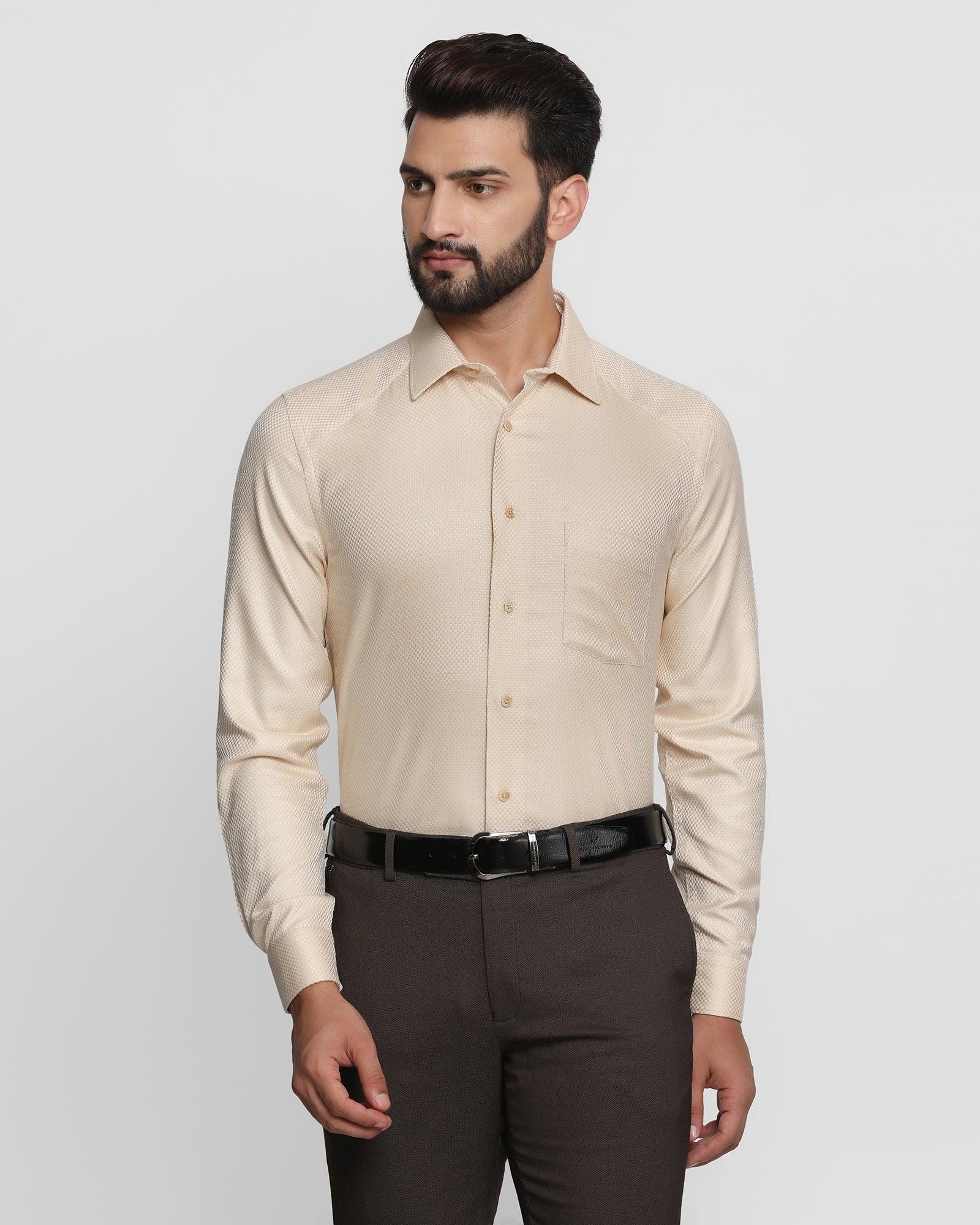 Formal Beige Textured Shirt - Lanos