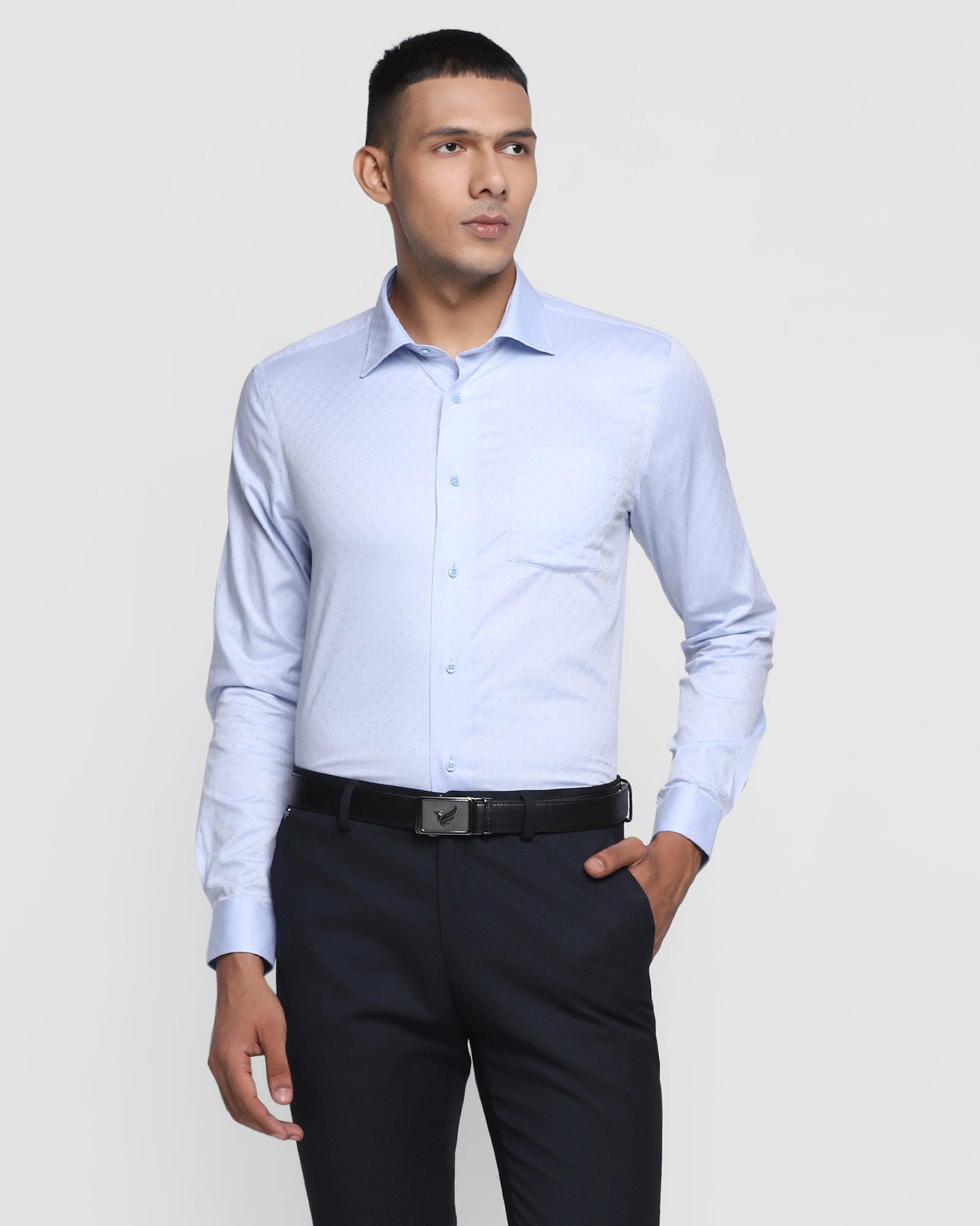 Formal Blue Textured Shirt - Crome